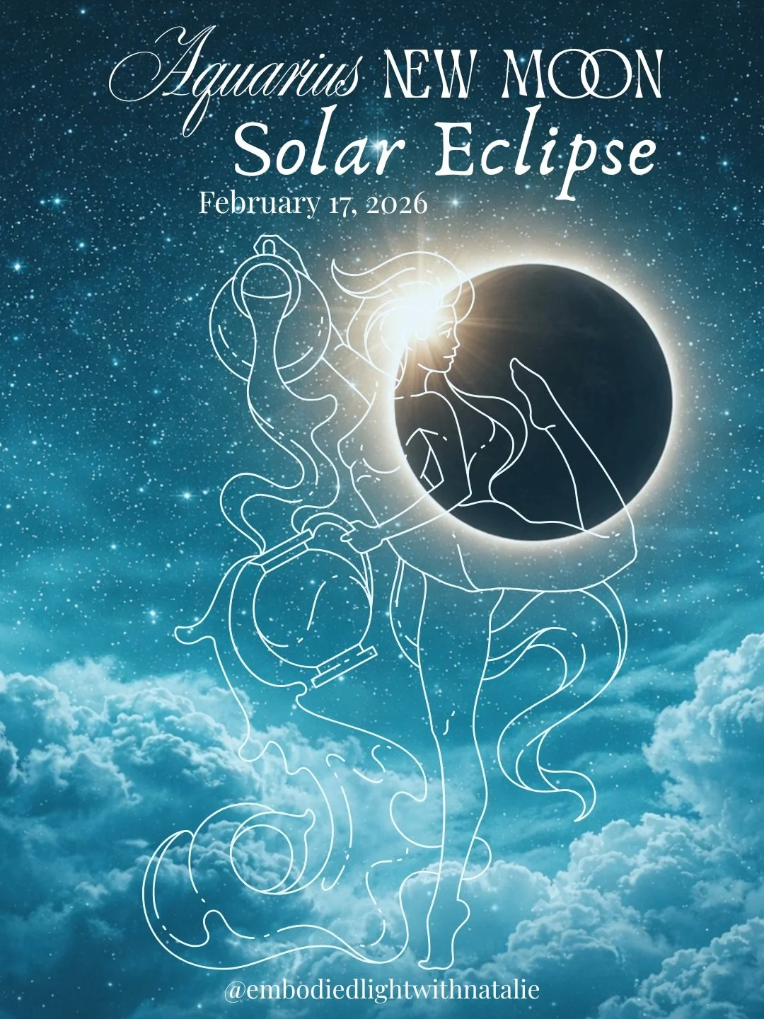 Aquarius ♒️ New Moon 🌑 Solar Eclipse &bull; February 17, 2026

The Aquarius Solar ☀️ Eclipse marks the beginning of eclipse season, and the beginning of a new timeline.🌈

This eclipse sits at the edge of Aquarius, brushing the Pisces cusp. It carri