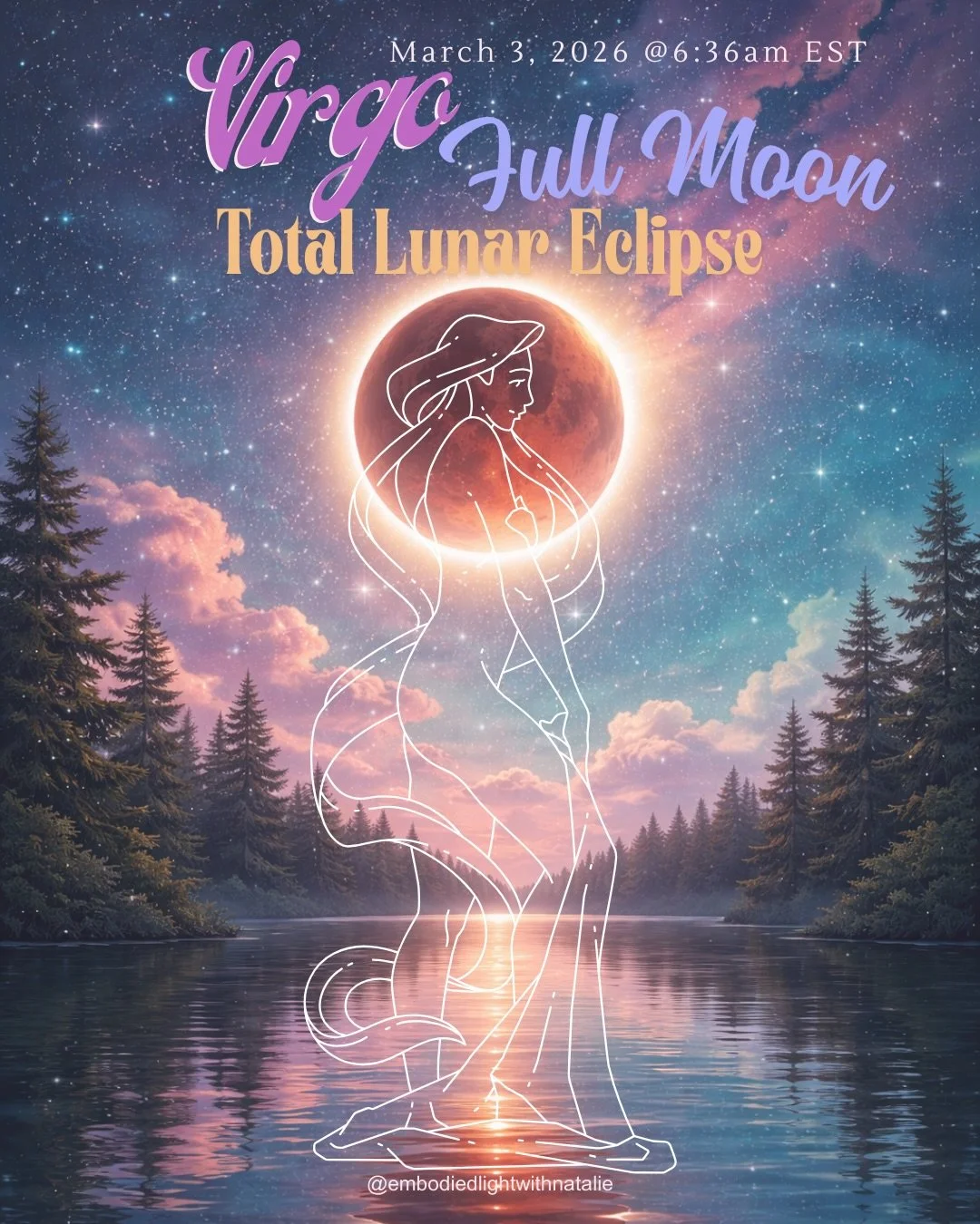 Full Moon🌕Total Lunar Eclipse &bull; Virgo ♍️ March 3, 2026

A lunar eclipse is not just a powerful Full Moon.🌝 
It&rsquo;s a moment of karmic release.

When the Earth🌎moves between the Sun☀️and moon🌙, something emotional is brought to the surfac