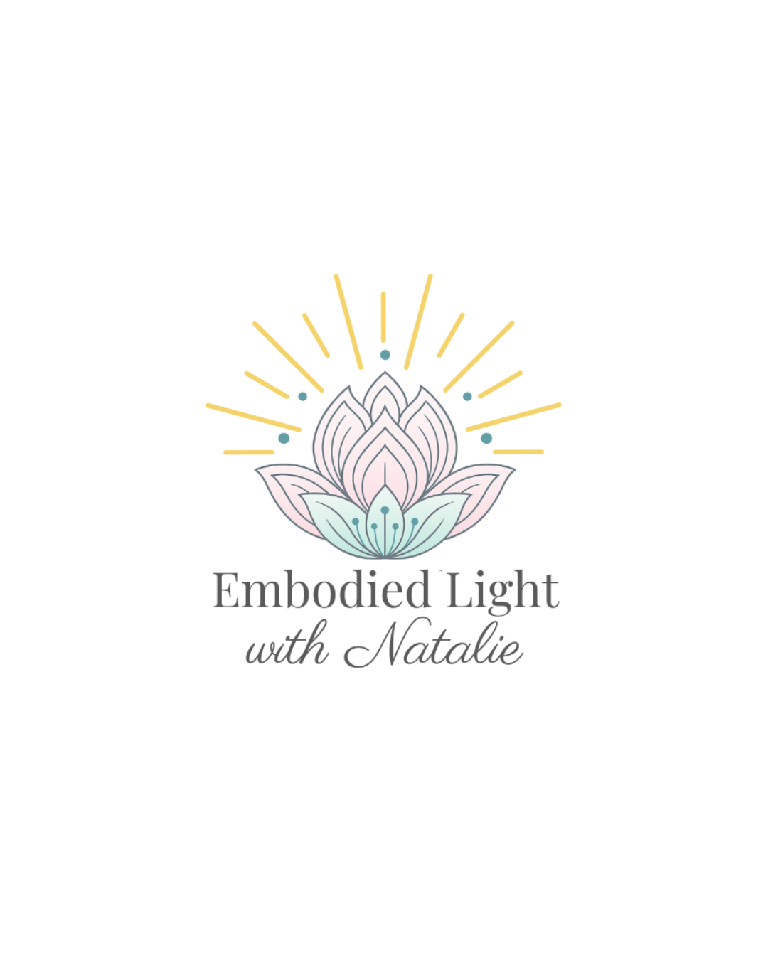 A stylized lotus flower logo with text 'Embodied Light Wellness' beneath it.