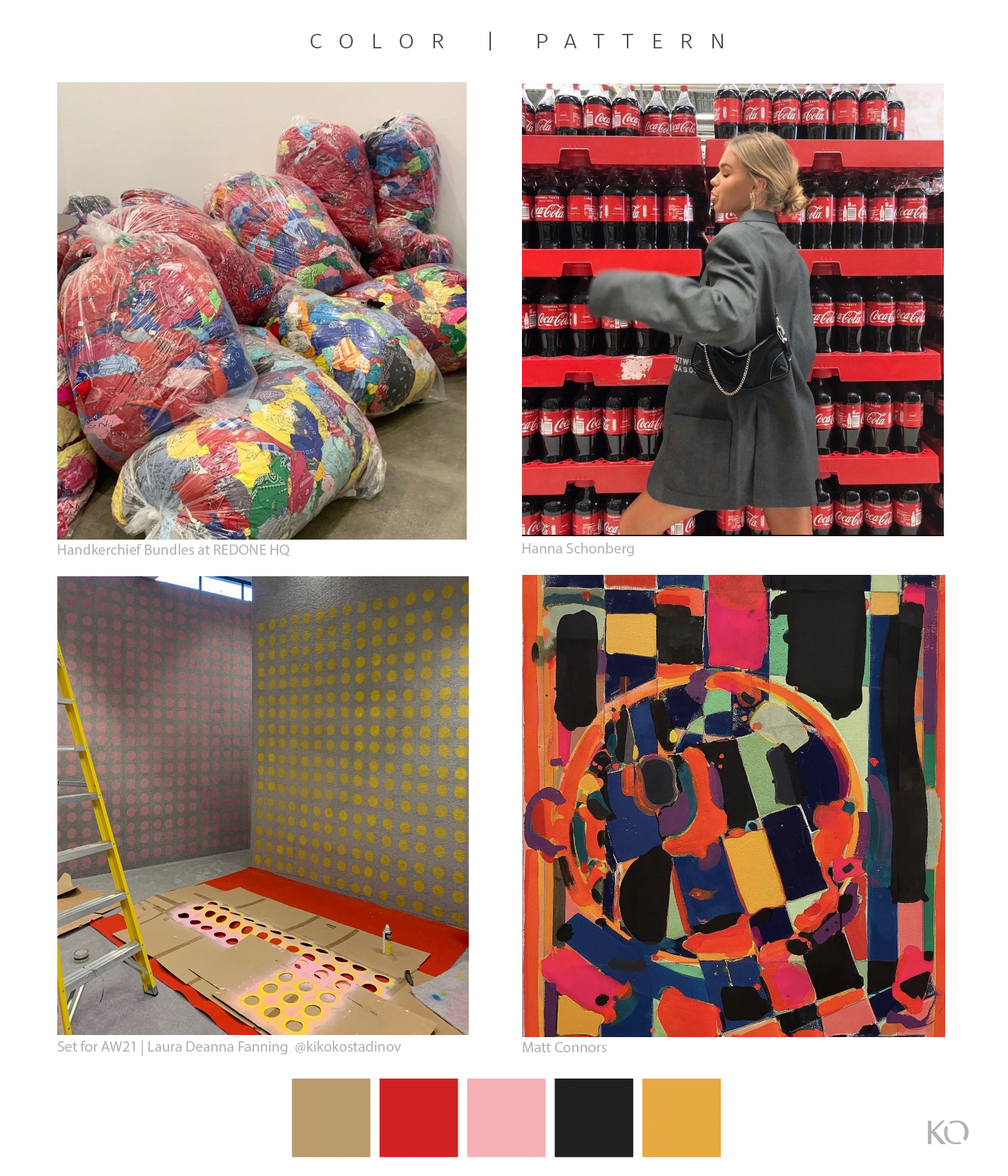 Color | Pattern
RE/DONE HQ | Bandanna Bundles
Hanna Schonberg
AW21 set Laura Dean Fanning kikokostandinov
Matt Conners
