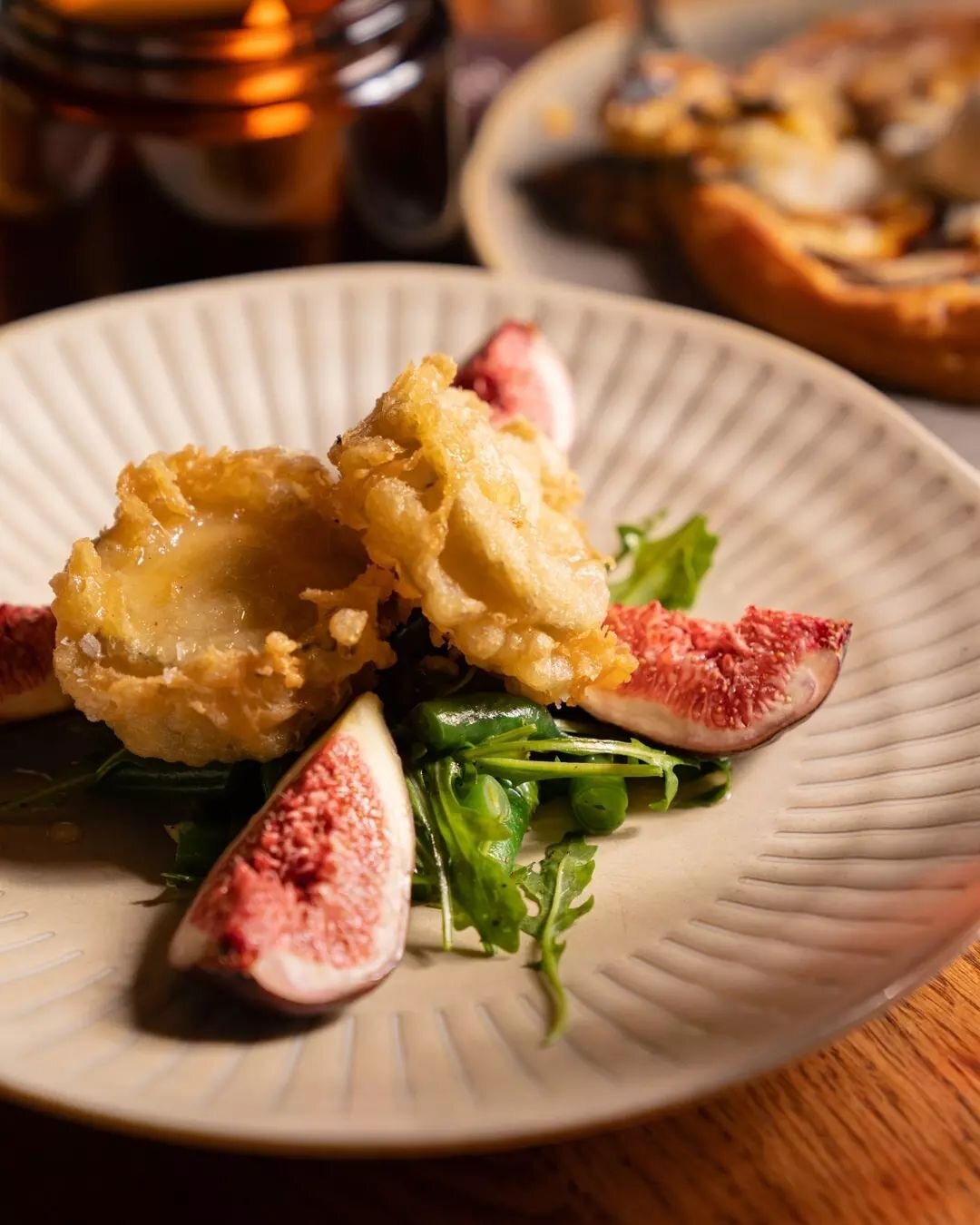 Deep fried Yarra Valley goat cheese, fresh figs, green beans + orange blossom honey. A must-try when dining at the Bird.