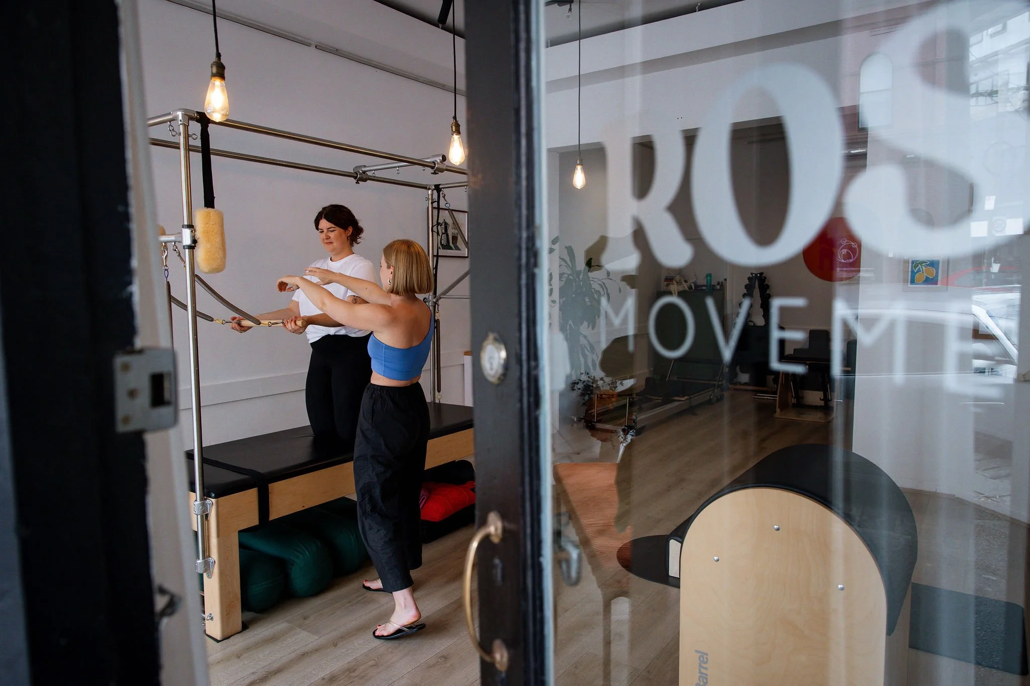 Semi-private Pilates class at Rosy Movement Collingwood — each participant working from their own personalised movement programme
