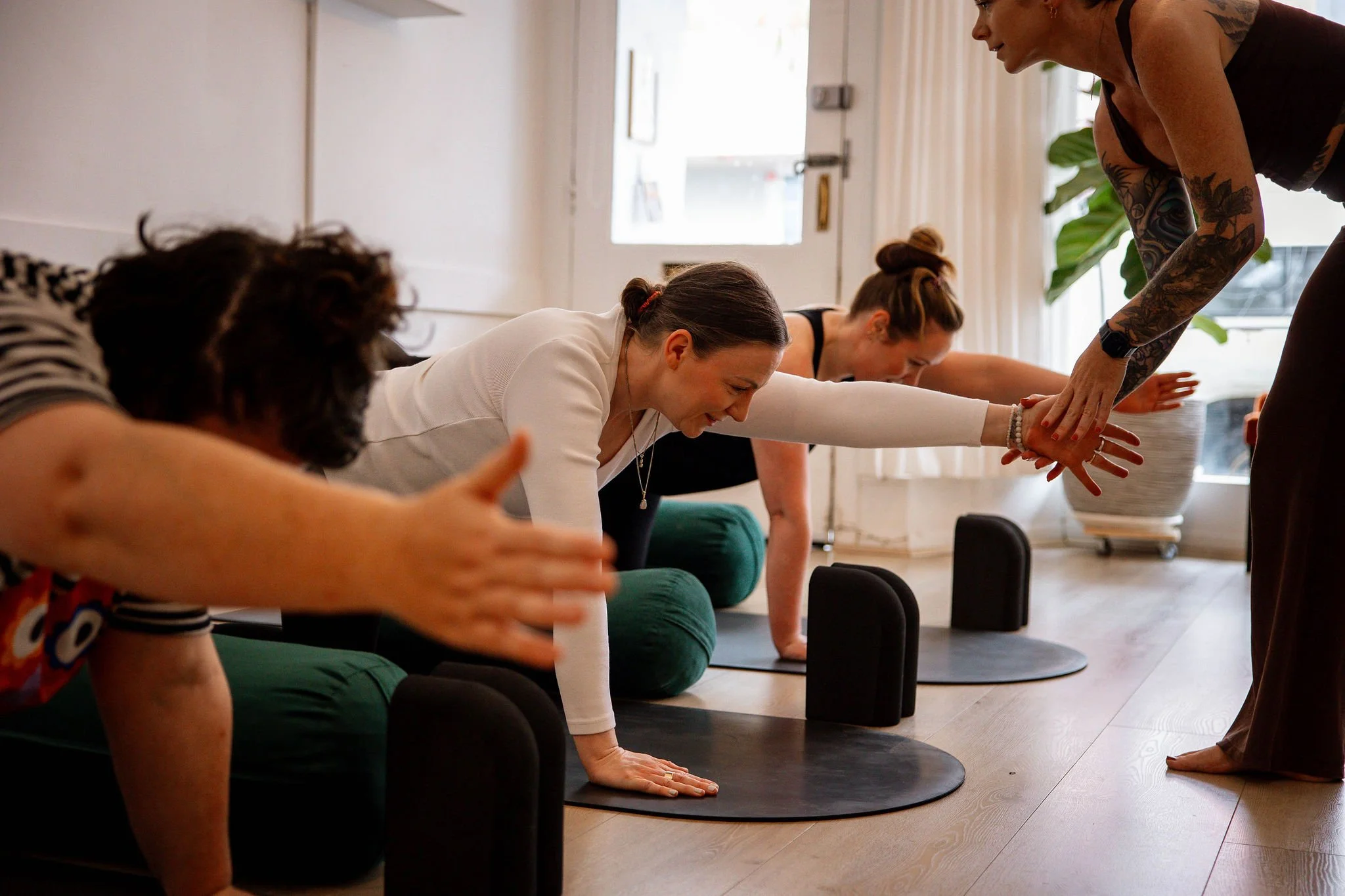 Small group semi-private yoga class at Rosy Movement, Collingwood — maximum four participants, personalised movement programmes
