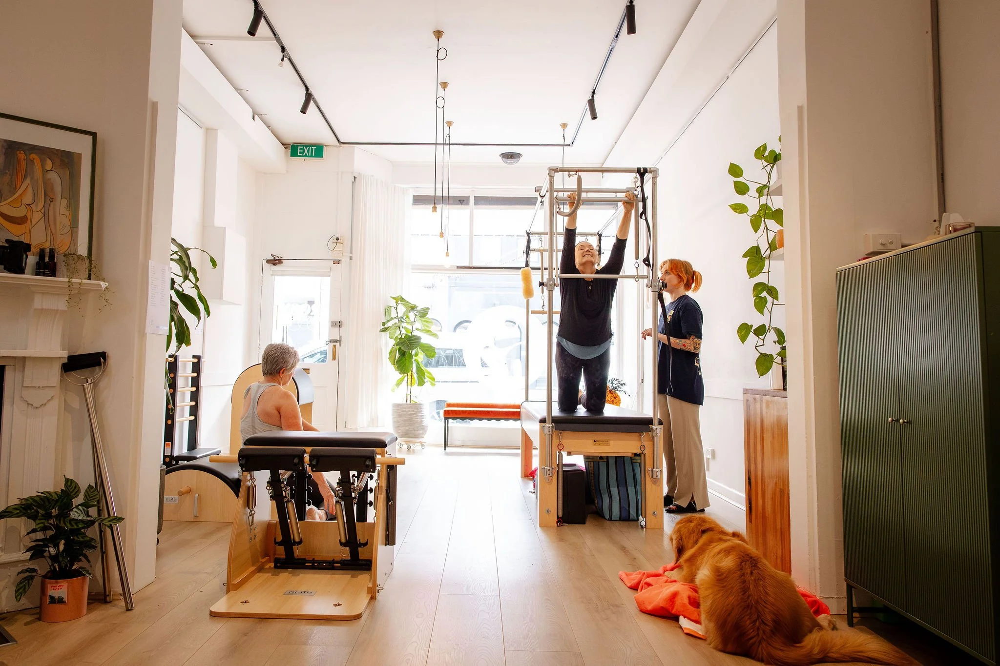 Small group semi-private Pilates session at Rosy Movement's boutique Collingwood studio — personalised movement menus, individual attention