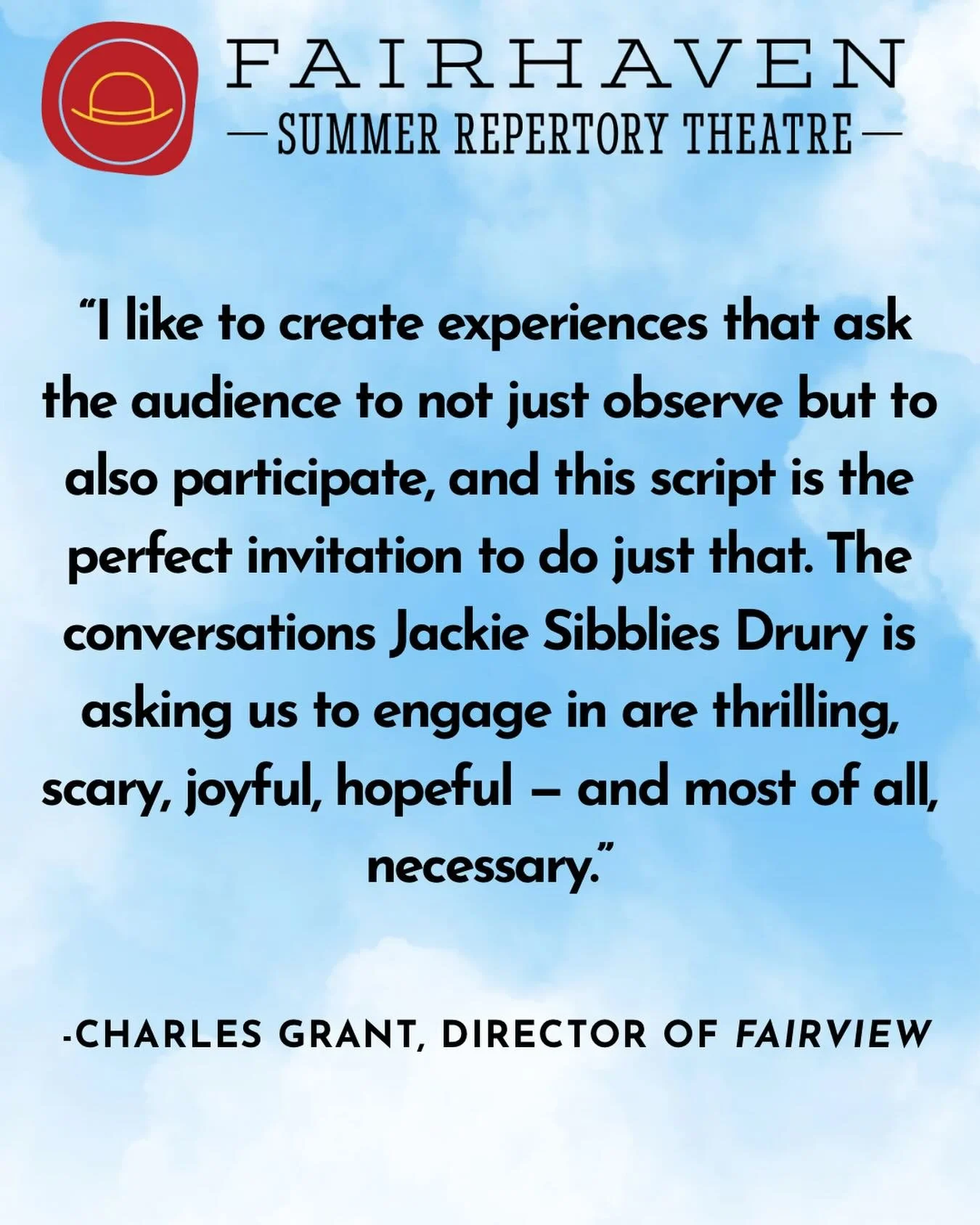 Check out Kelsey Tribble&rsquo;s interview with Charles Grant, director of &ldquo;Fairview&rdquo;! Link in bio.

Fairhaven Summer Repertory Theatre will run June 23rd-July 19th, 2026 at the Firehouse Arts &amp; Events Center. For tickets and more inf