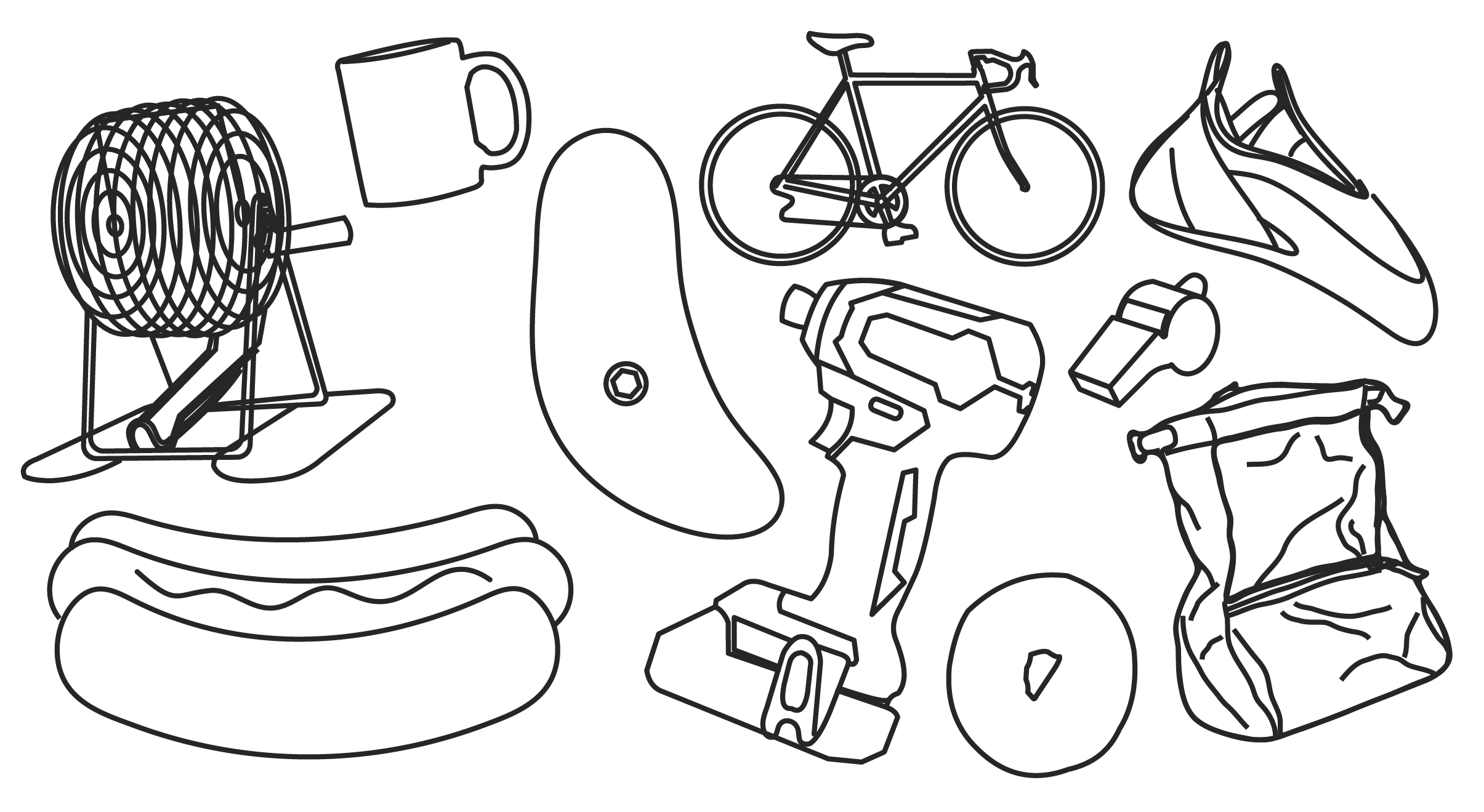 line drawn icons of different items