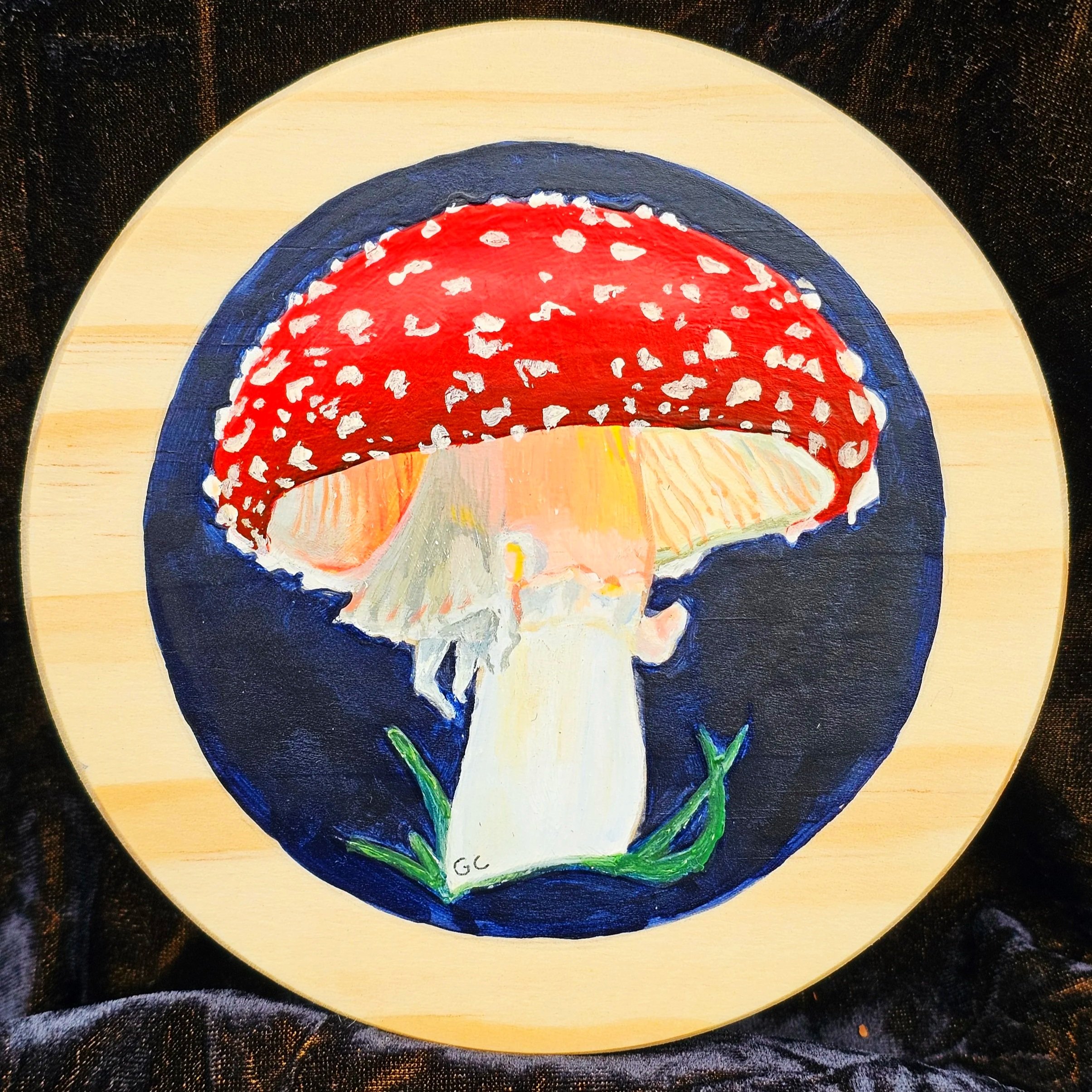 Midnight Mushroom, acrylic on wood 2025