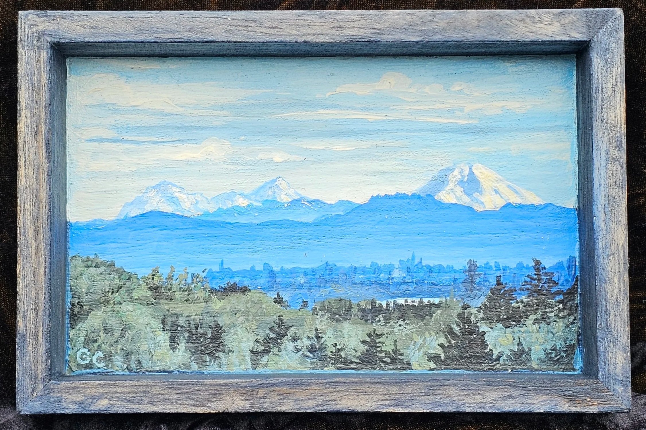 The Sisters OR, 3.25 x 5.25 inches acrylic on wood, 2025