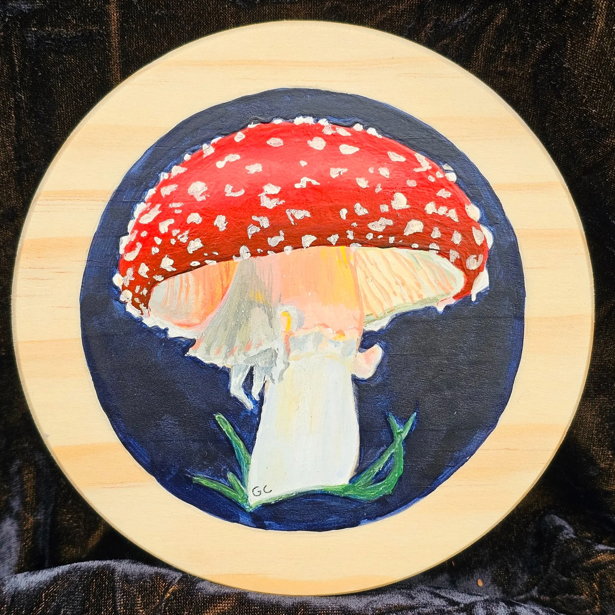 Night mushroom, acrylic on wood, 2025