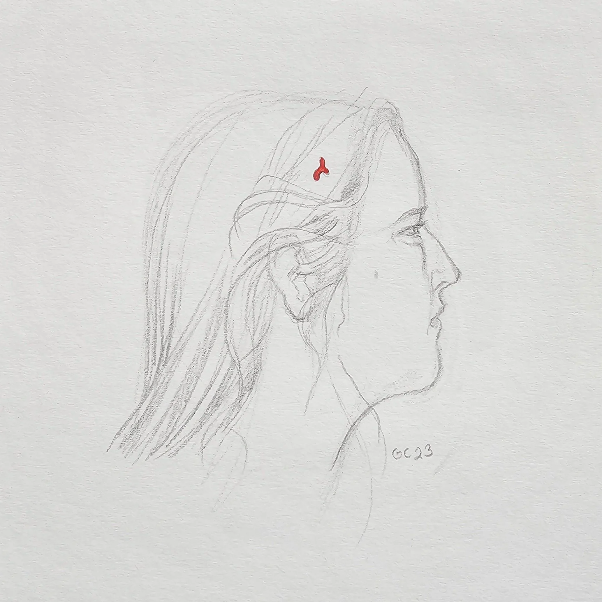 The Spark: self portrait, pencil 2023