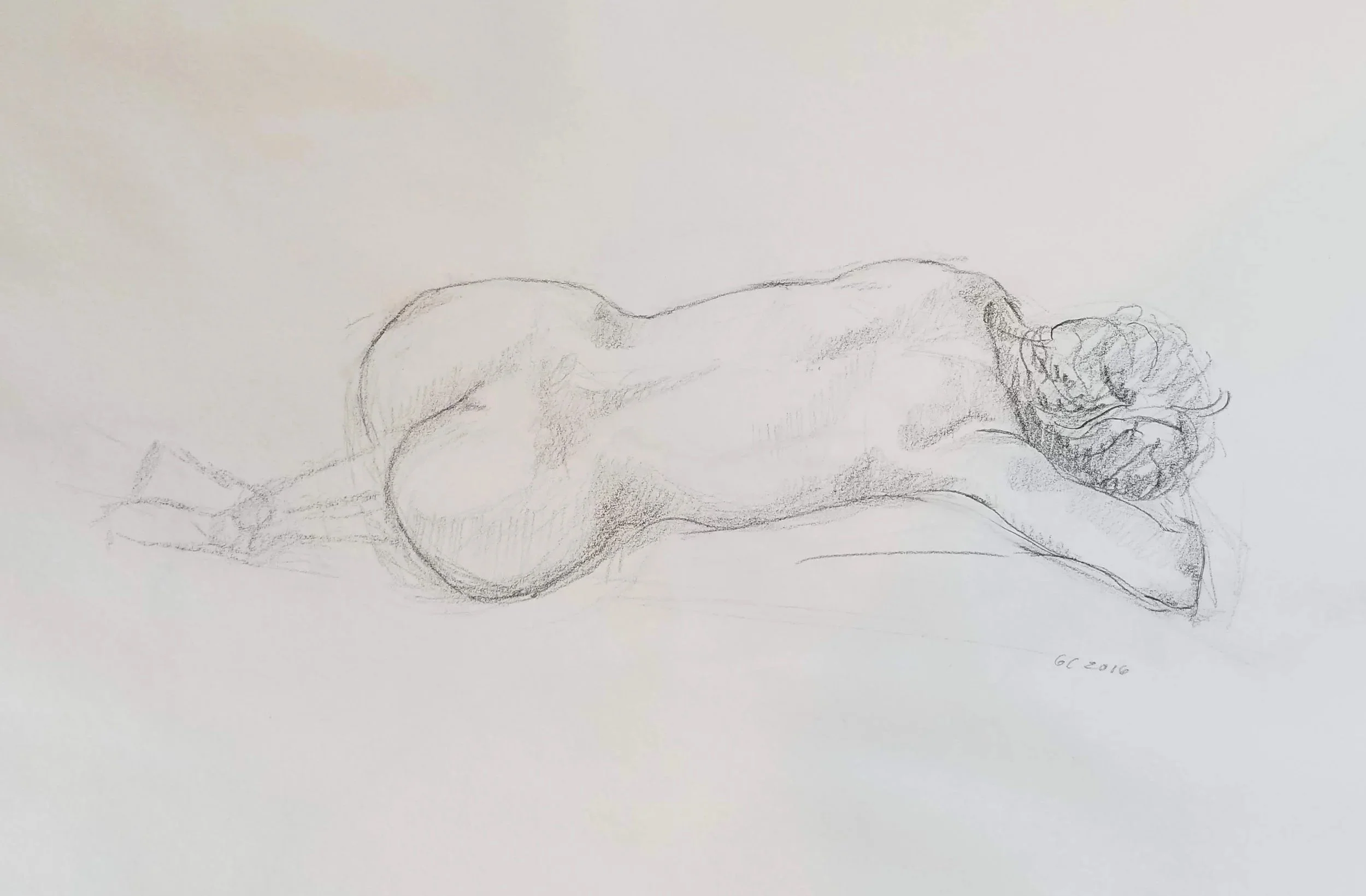 Reclined figure study, pencil, 2017