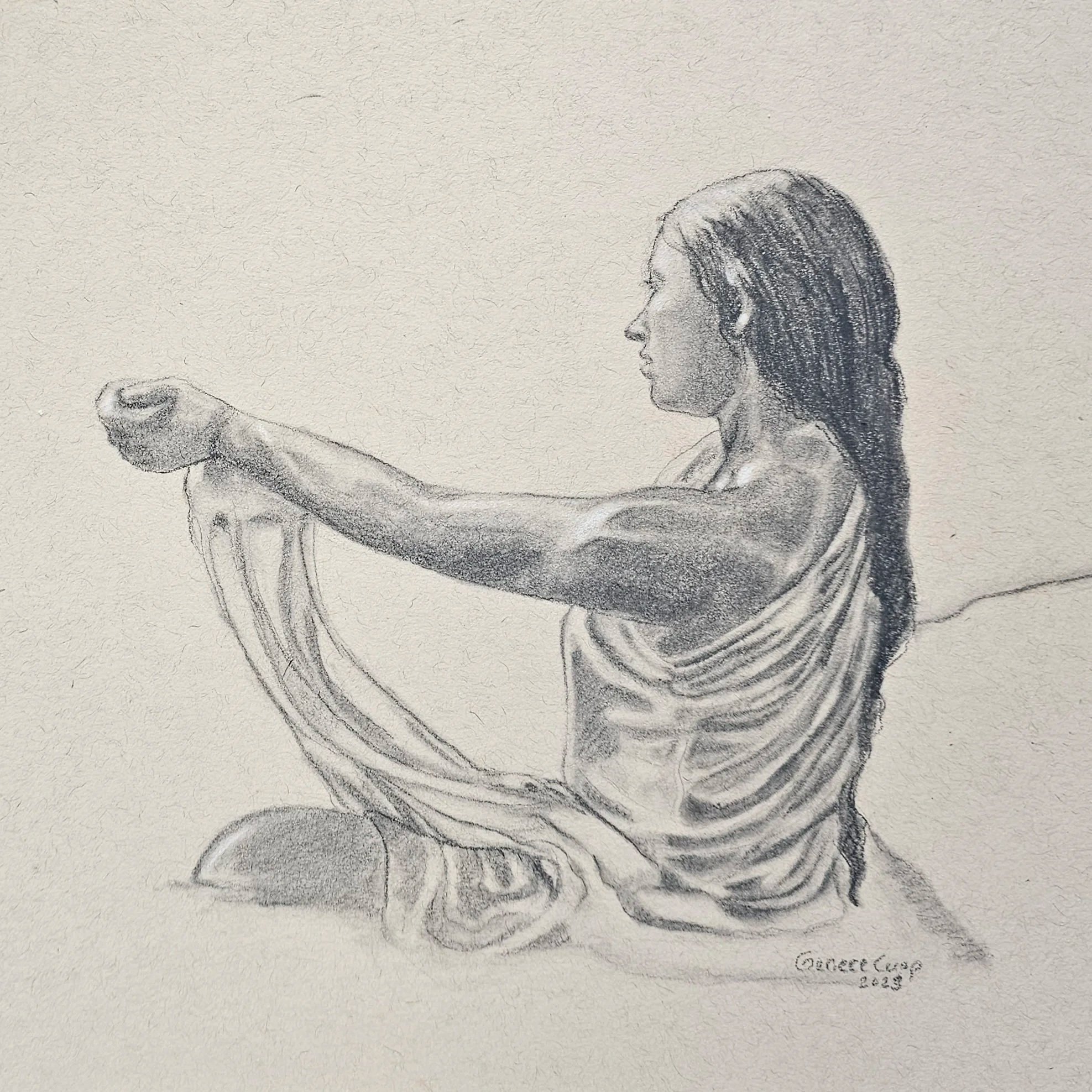 Laundry day, pencil, 2023