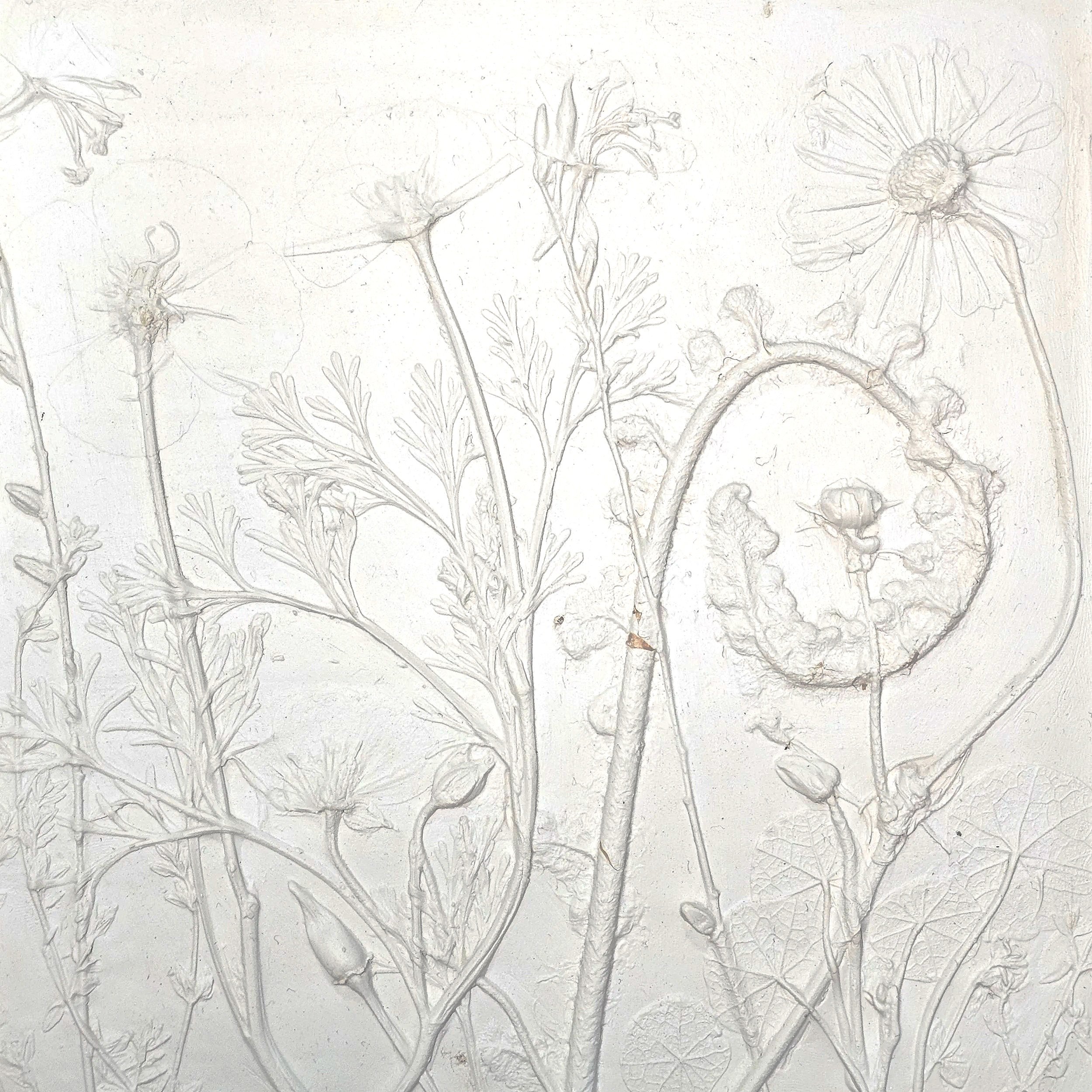 Summer Wild flowers with Fern plaster relief sculpture 2025