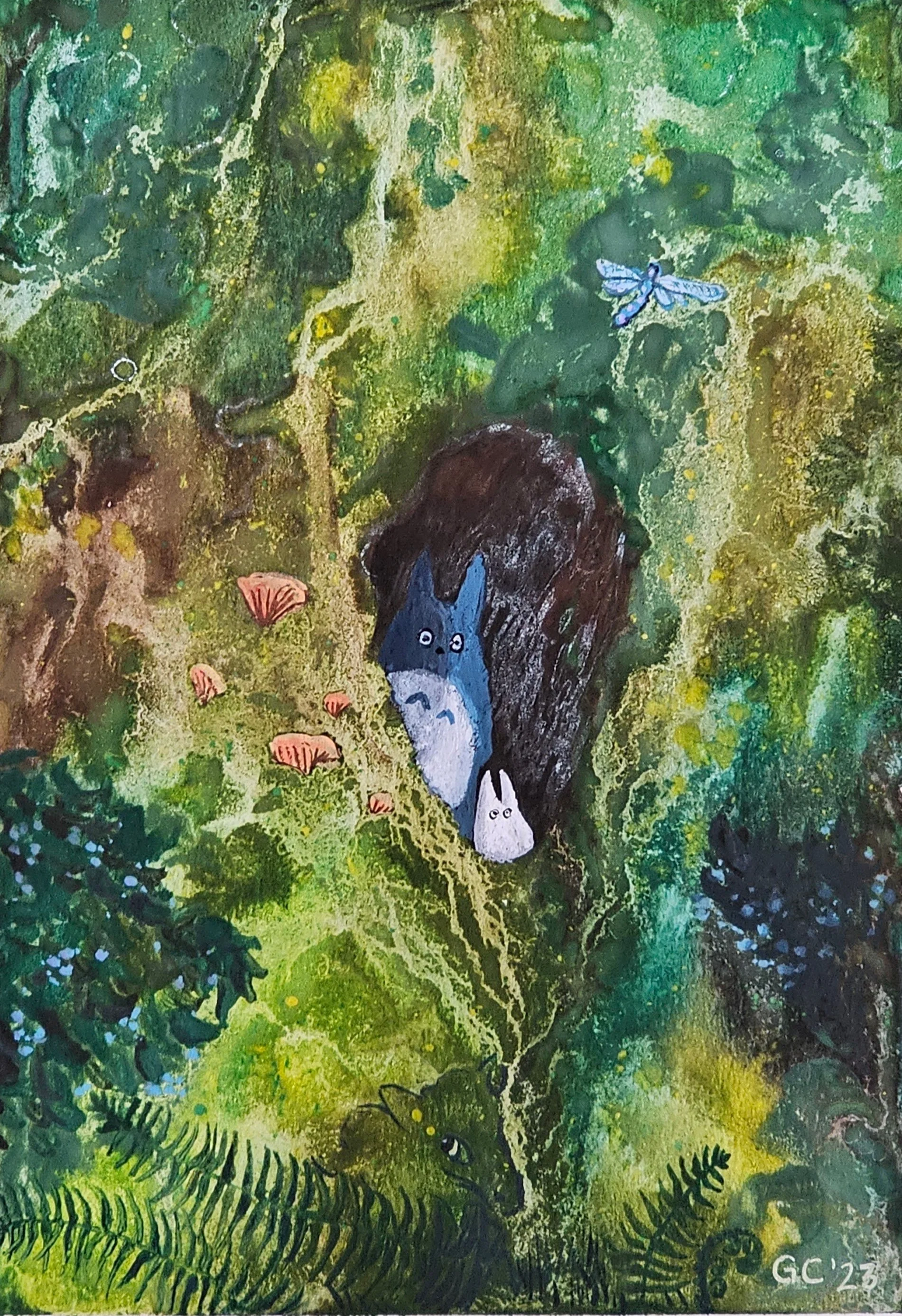 Totoros, watercolor, 2023
