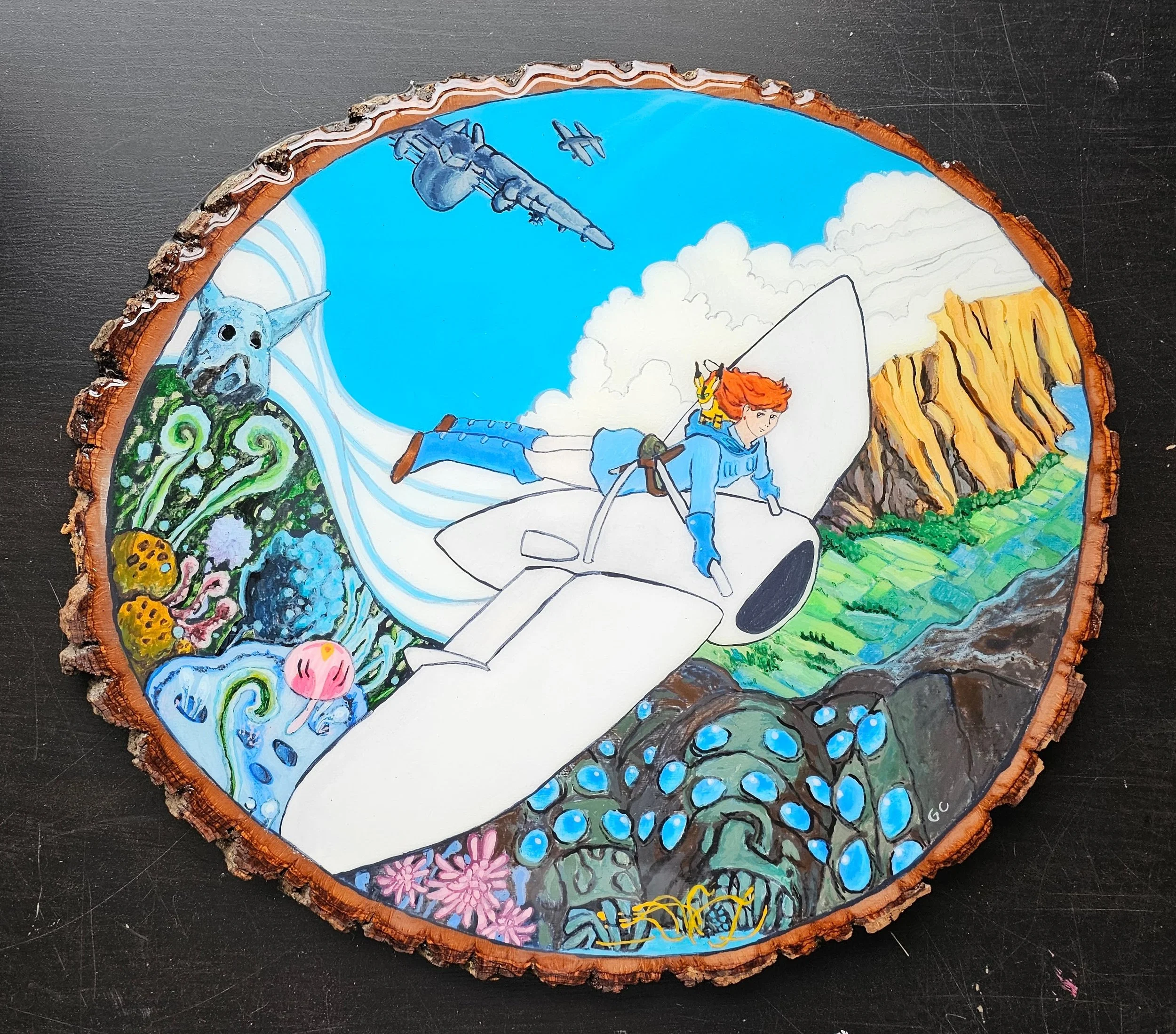 Nausicaa, gouache on wood with resin, 2023