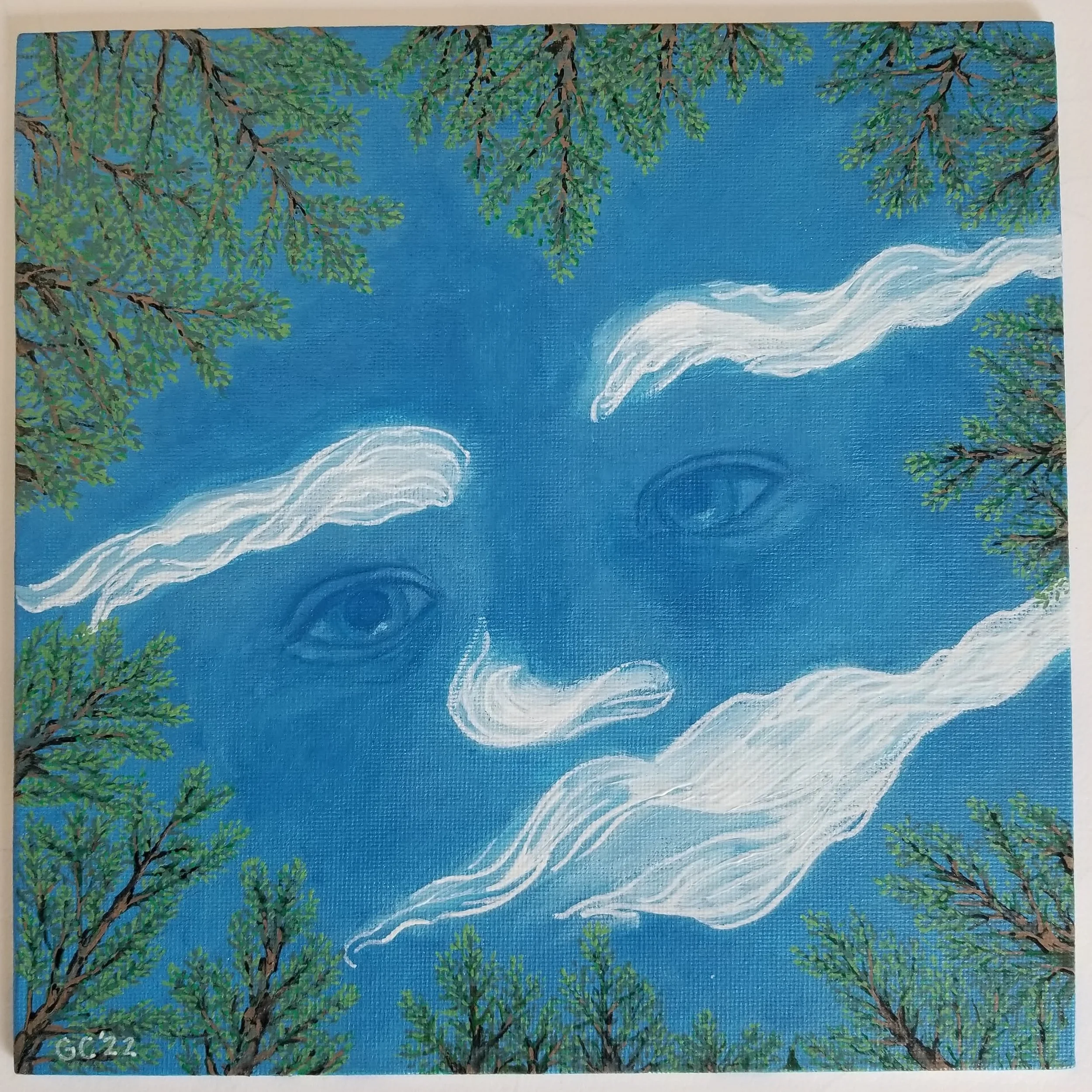 Mr. Blue Sky, acrylic on canvas board, 2021