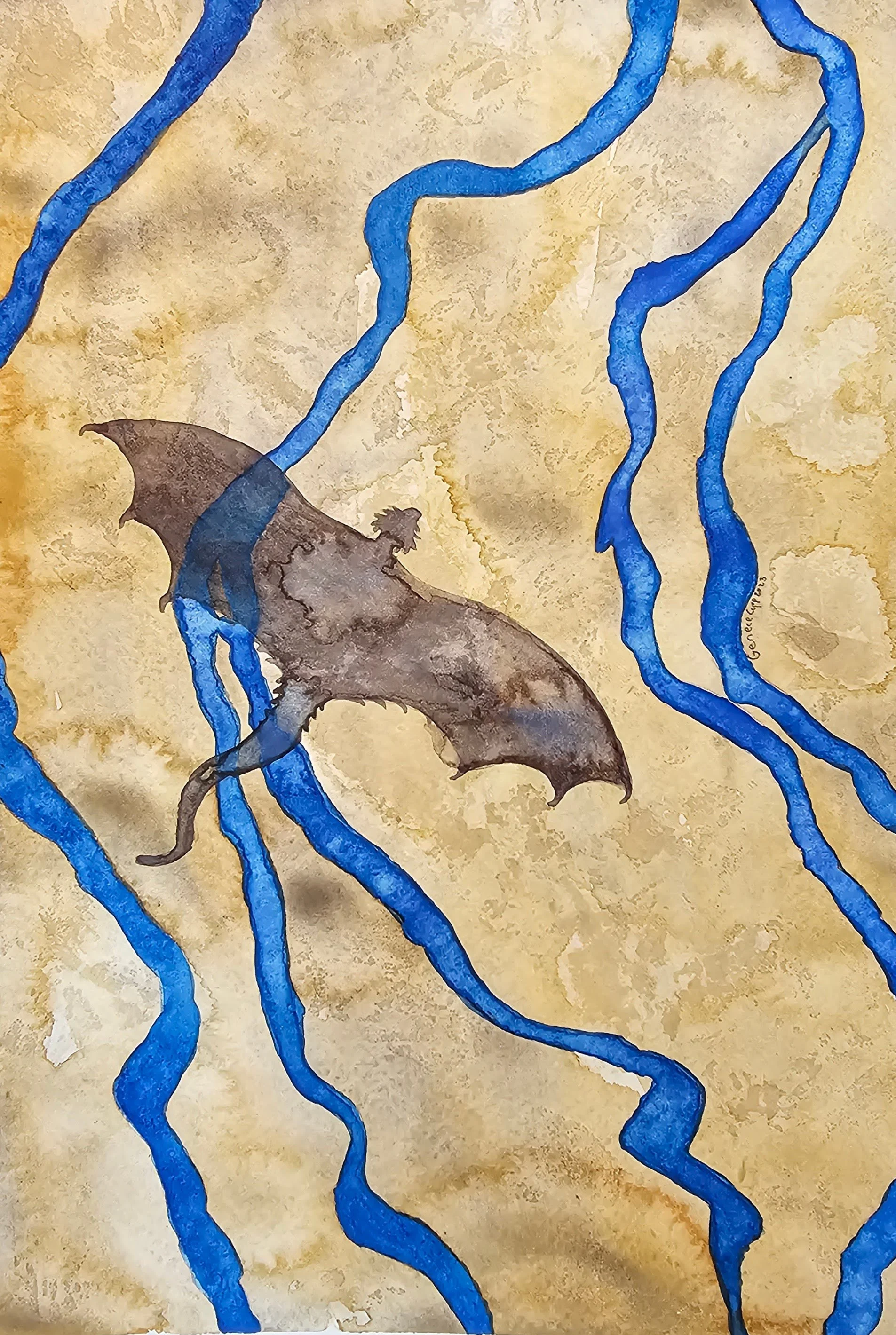 Dragon Shadow, watercolor, 2023