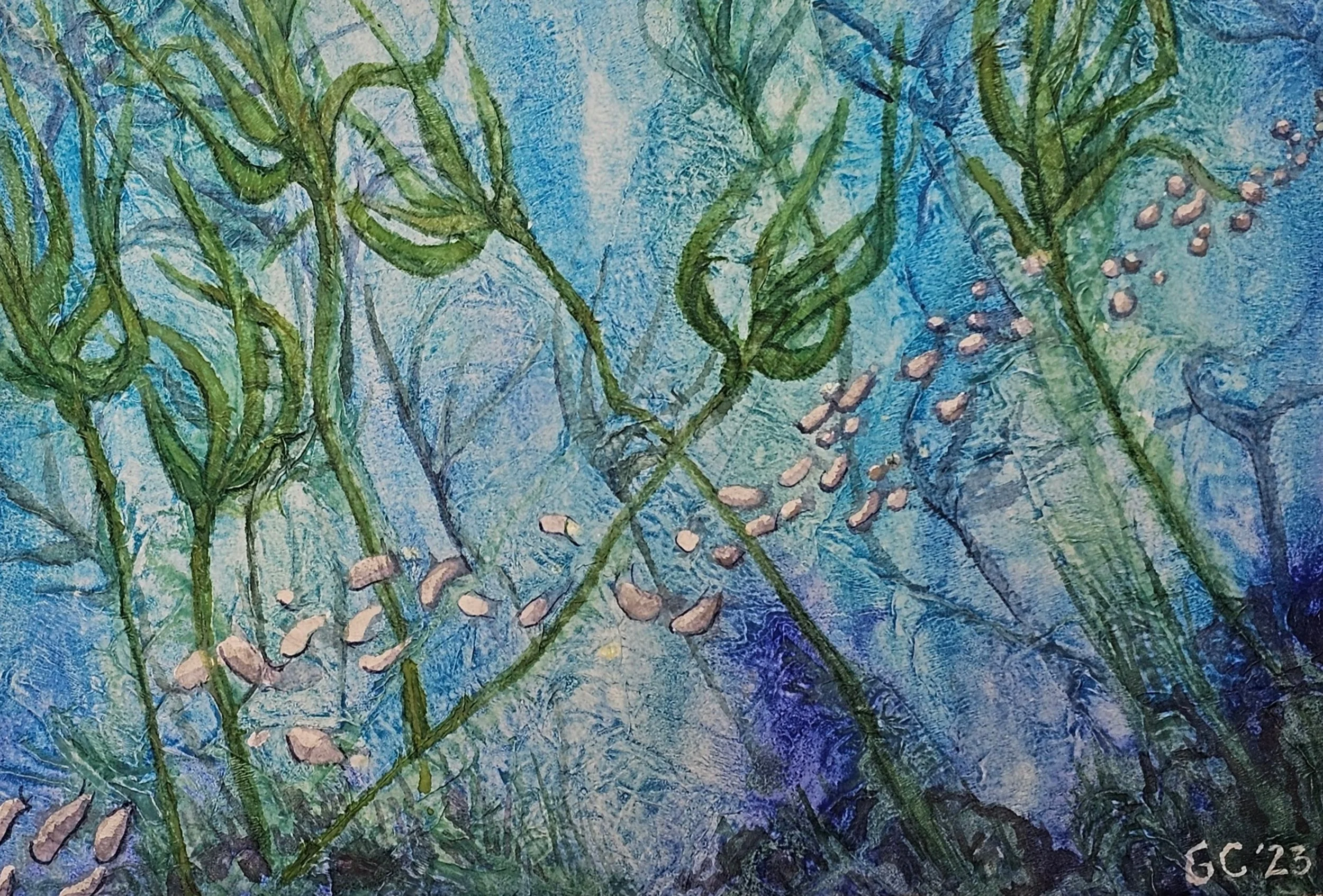 Kelp Forest, watercolor on textured paper, 2023