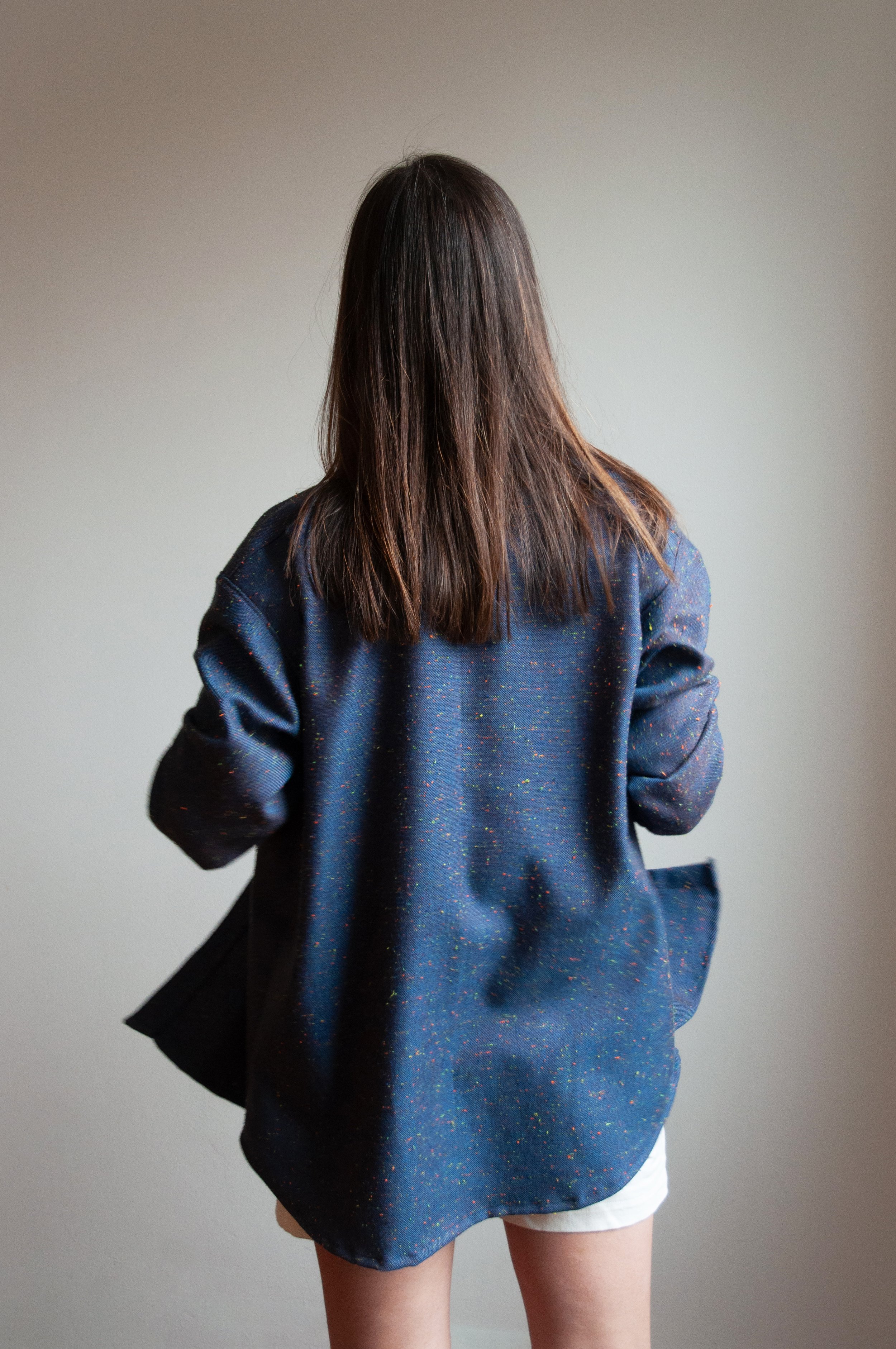 Shirt: Pattern by Toshio Kaneko; deadstock "galaxy tweed" fabric.
