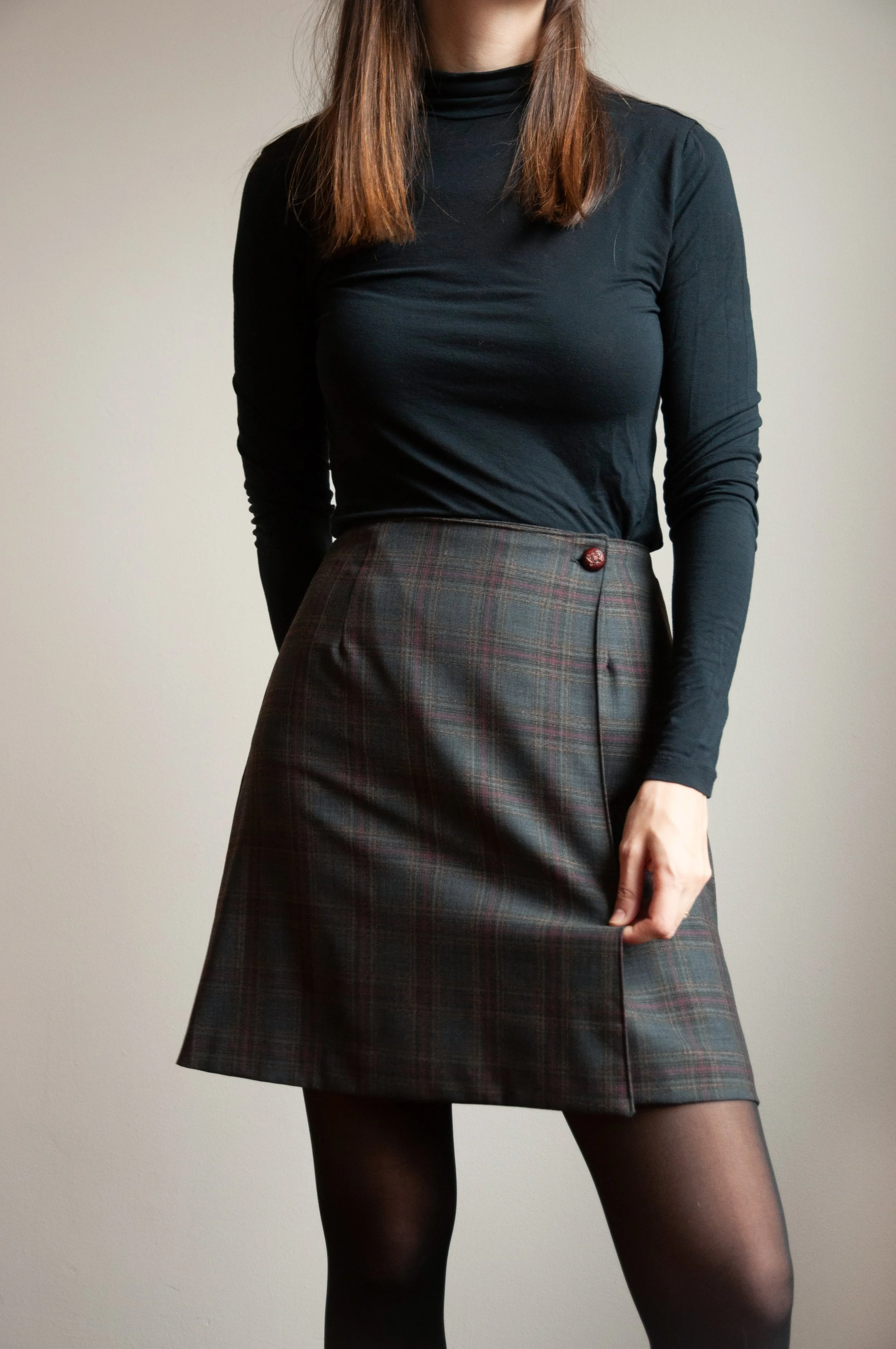 Skirt: Vintage McCall's "1 Hour Skirt" pattern; deadstock tartan-style fabric from FabScrap.
