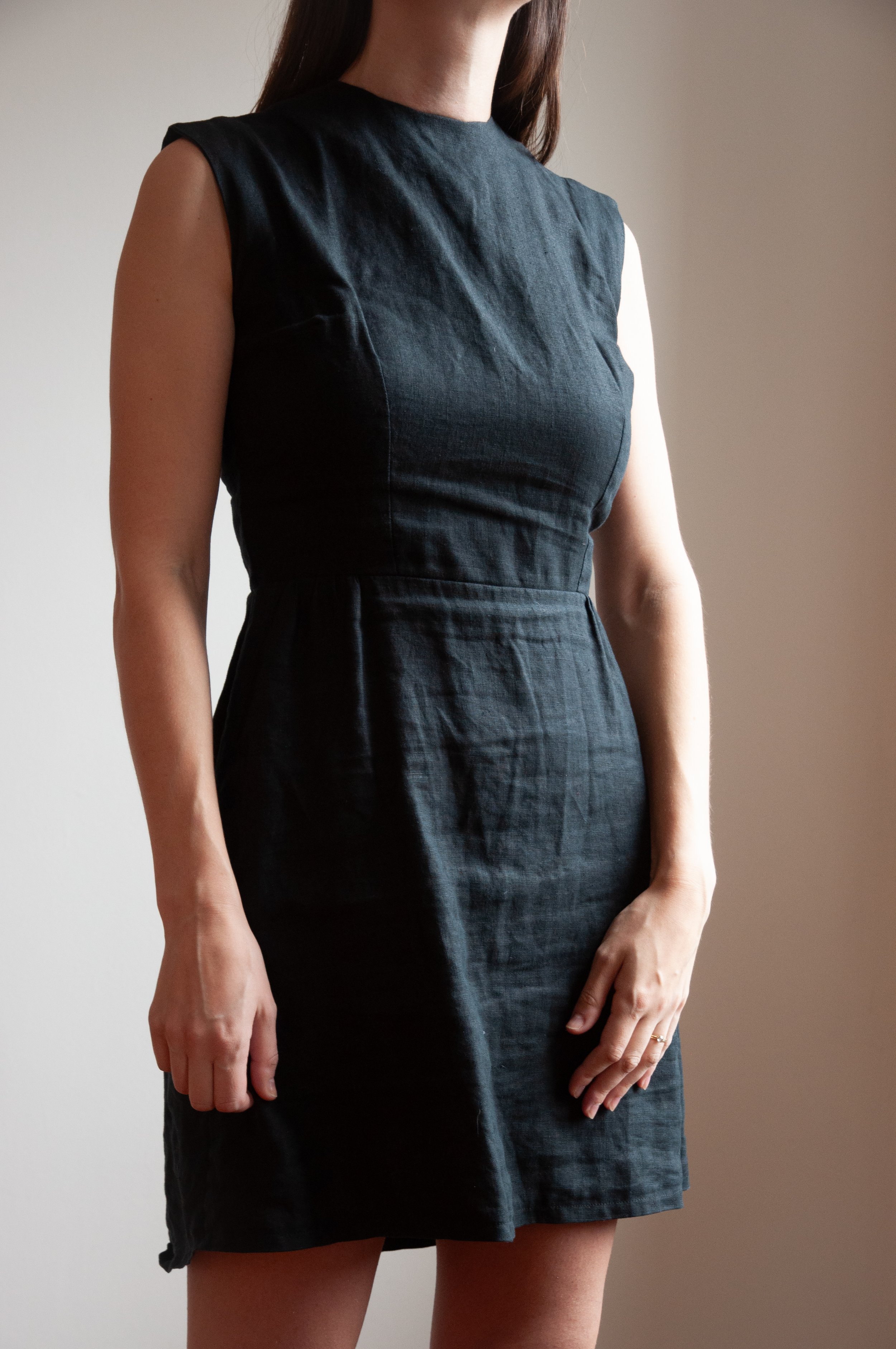 Dress: Vintage Simplicity pattern 4903; black linen. 