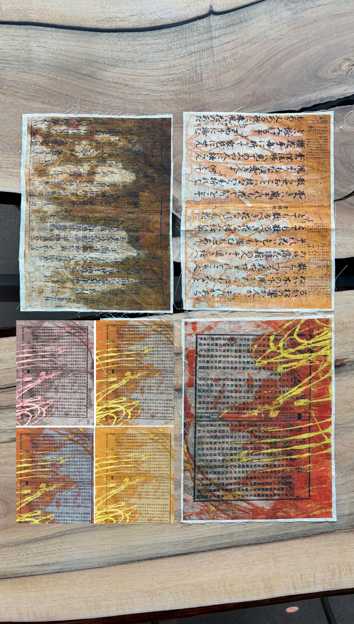 Colorized & Stained Asian Document Fabric Bundle