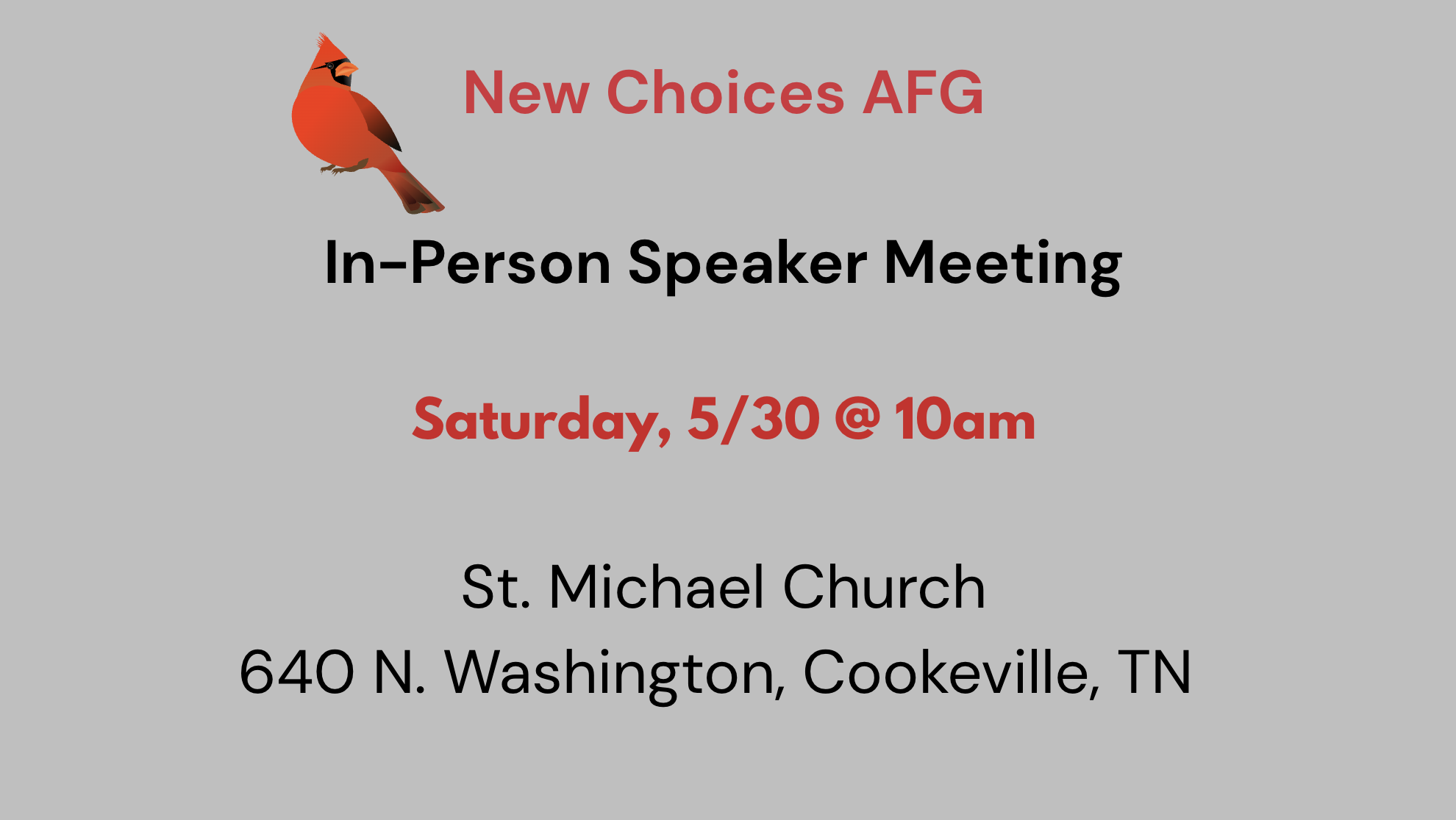 In person Speaker Mtg
