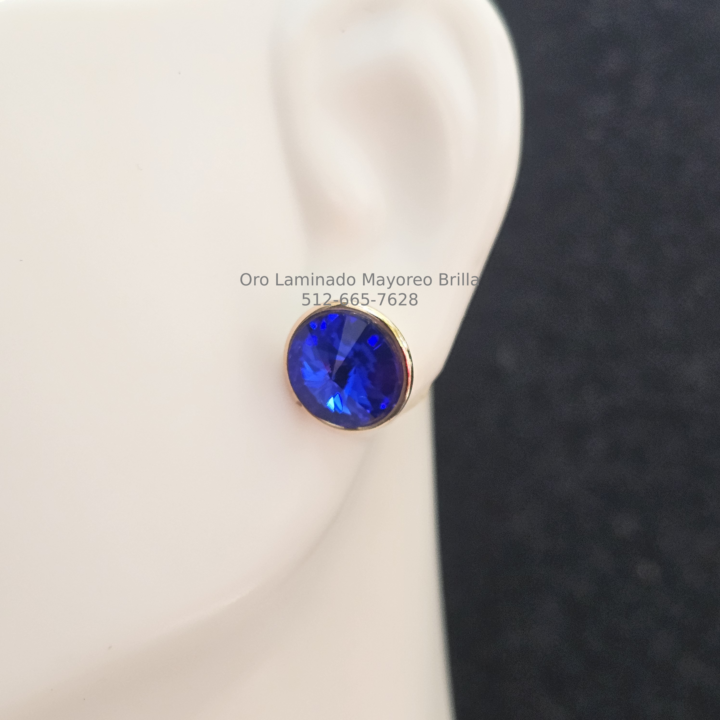 paquete de 2/ 2 pack- Arete Redondo Azul Zafiro | Sapphire Blue Round Stud Earring
