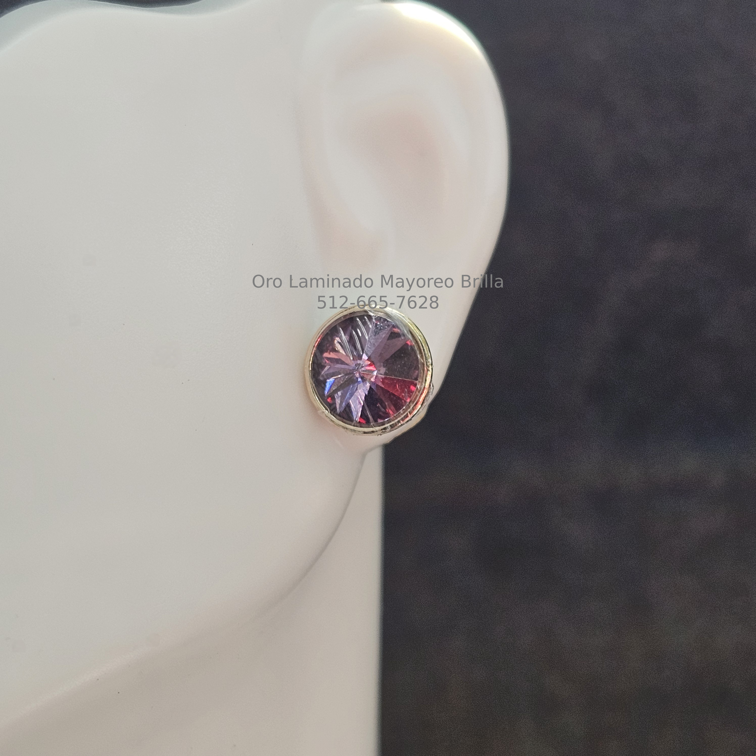 paquete de 2/ 2 pack- Aretes Redondos Cristal Tornasol | Round Iridescent Crystal Earrings