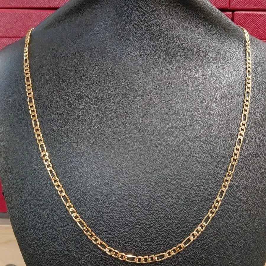 Cadena Fígaro Laminada 3mm – Paquete de 6 | Figaro color gold Chain 2.5mm – 6 Pack