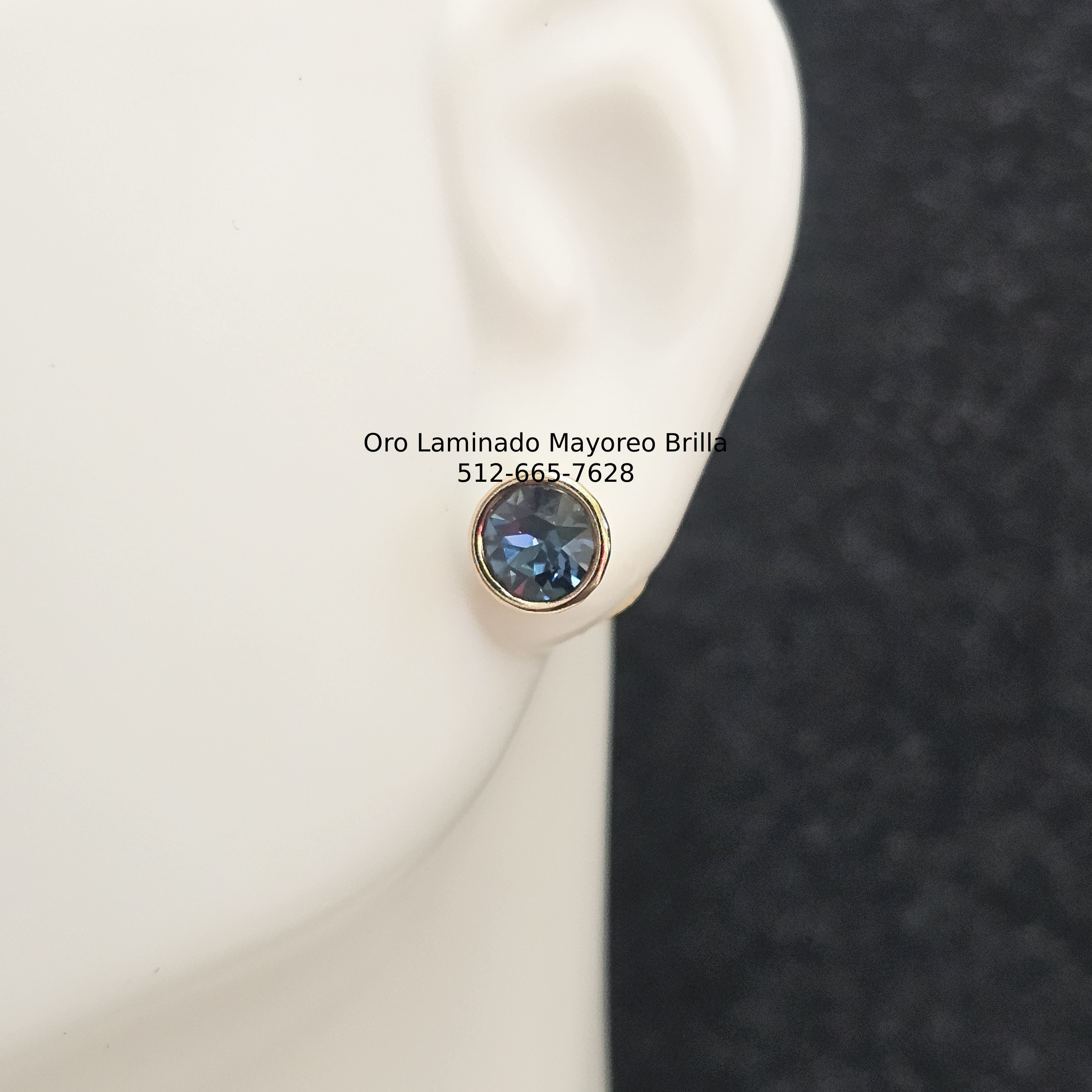 paquete de 2/ 2 pack- Arete Redondo Azul Profundo | Deep Blue Round Stud Earring