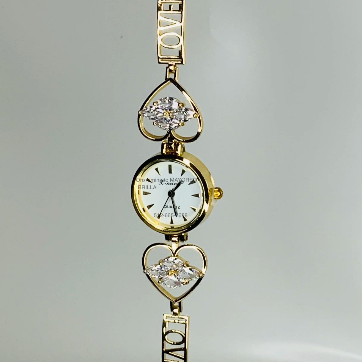 Reloj Pulsera con Corazones y Cristales | Love Heart Crystal Watch
