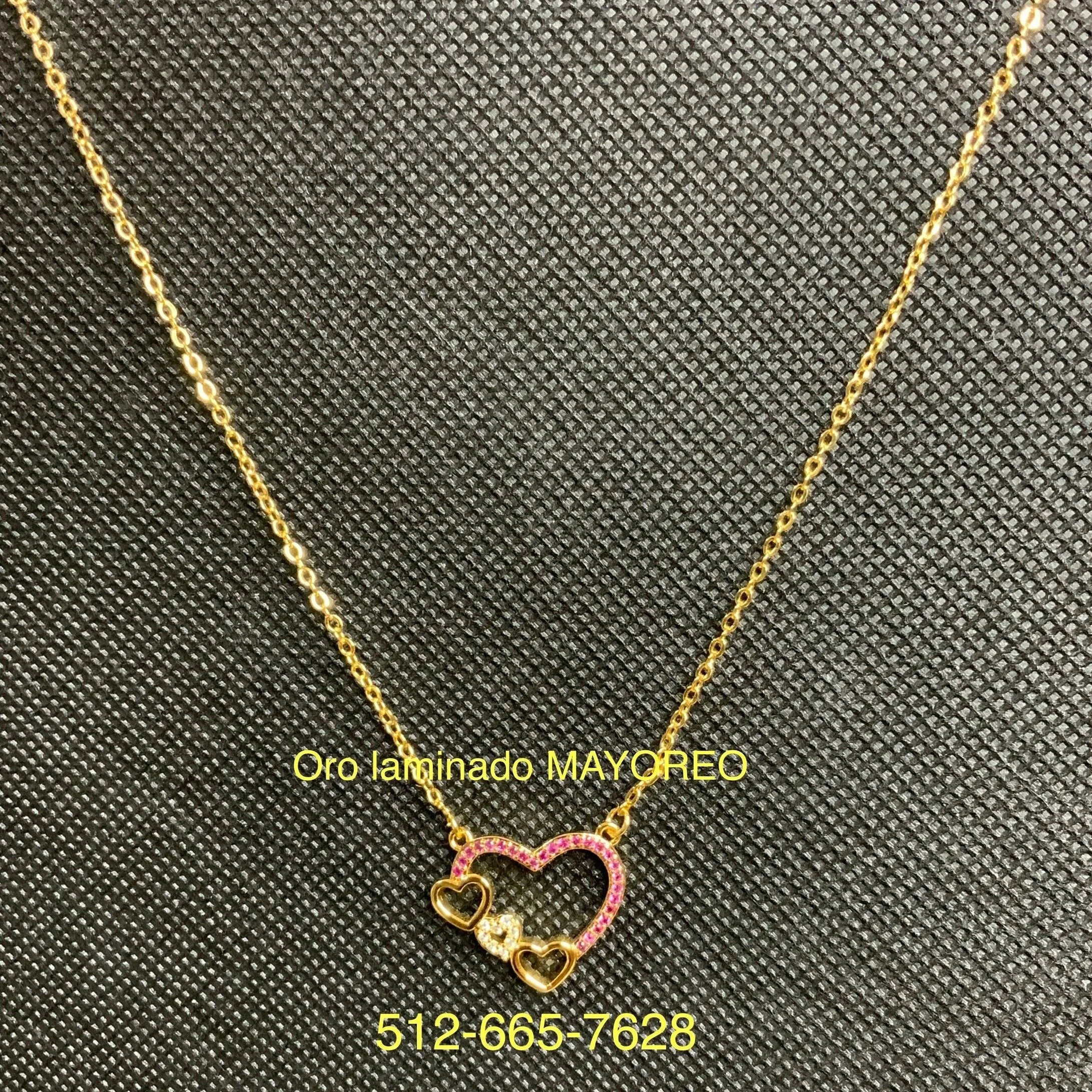 Corazones Entrelazados Oro Laminado | Interlocked Hearts Pendant Laminated Gold