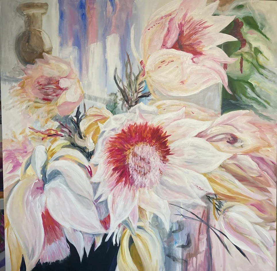 "Blushing Brides"   42 x 42" (107 x 107 cm).  Acrylic on gallery edge canvas