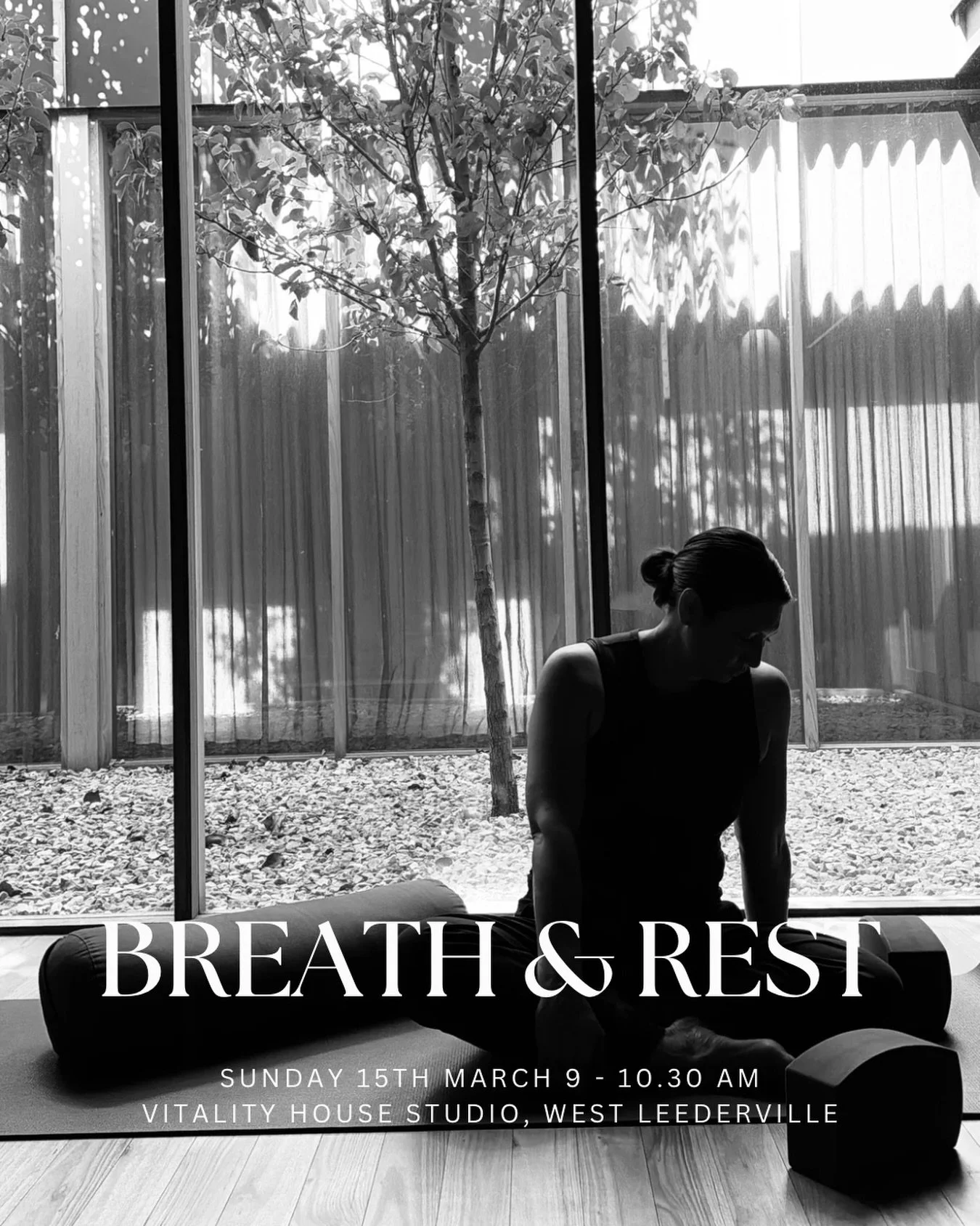 Join me for our Breath and Rest event @vitalityhouse.studio on the 15th March at 9am.

This 90-minute practice is designed as a complete reset. We begin with restorative Yin postures, each fully supported by props to release layers of tension from bo