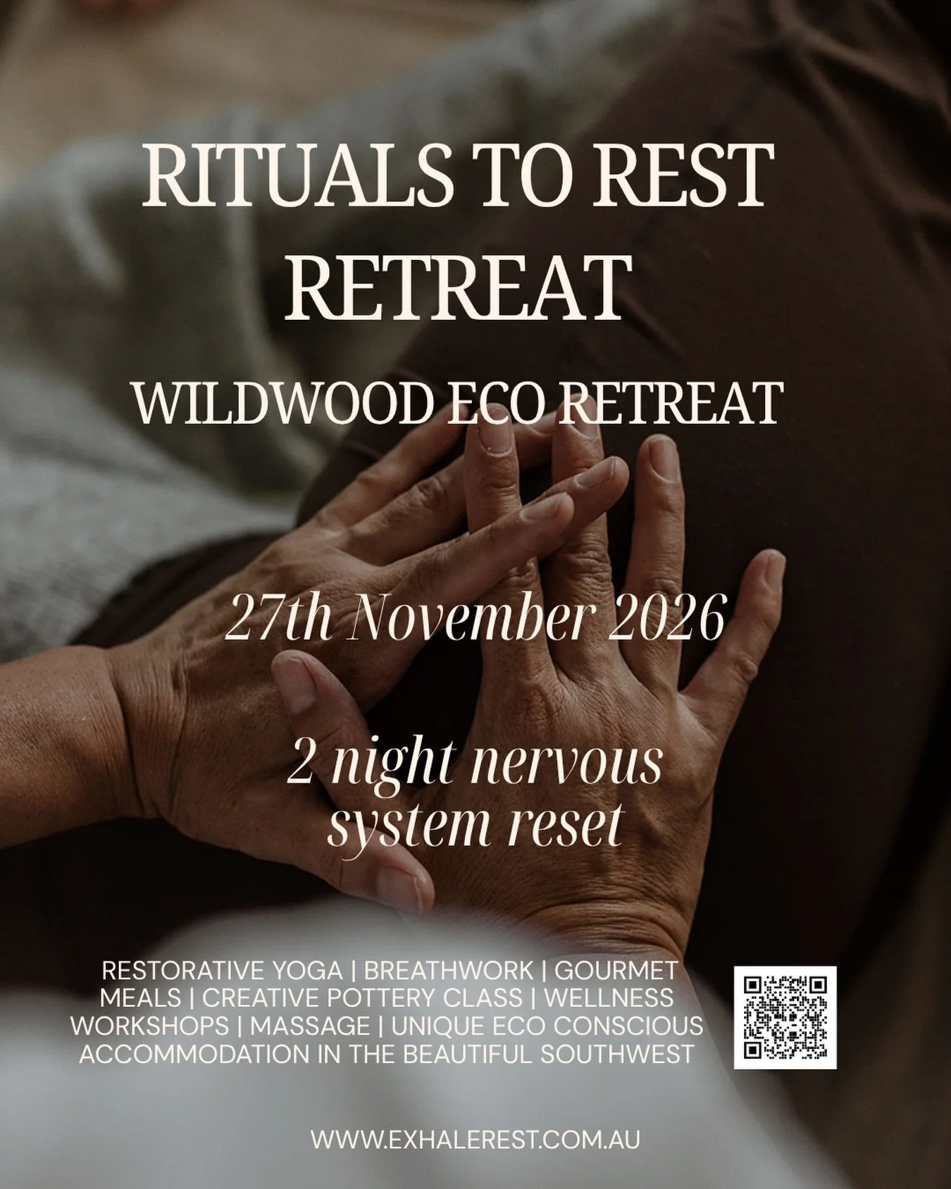 This year is flying by! So let&rsquo;s prepare our future self to arrive at the end of it full of vitality not exhaustion.

Our Rituals to Rest retreat is designed to find sustainable moments in your day/week that resonate with you and help you to fe
