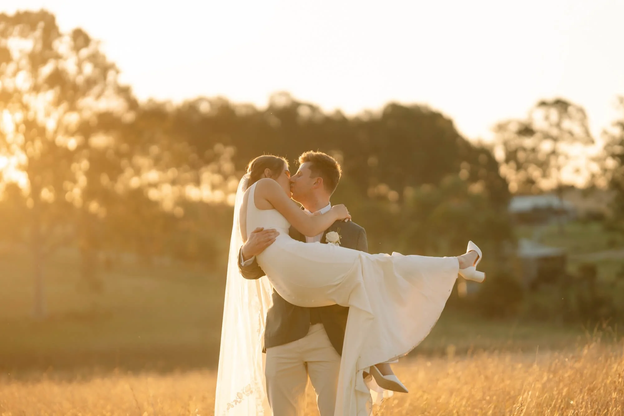 Golden hour wedding portraits at Squires Vineyard Hunter Valley