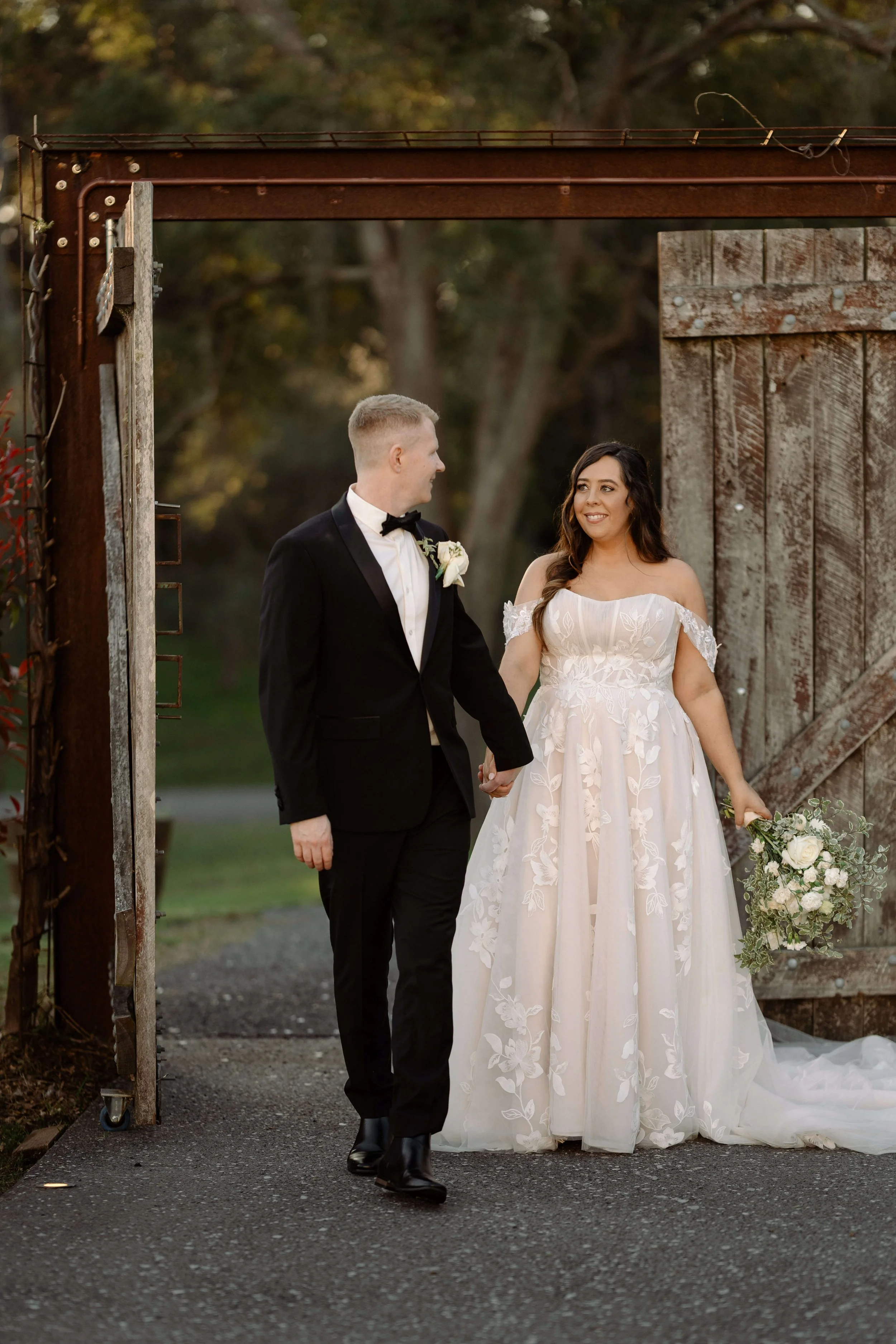 The rustic wooden doors at the ceremony location at White Barn Pokolbin