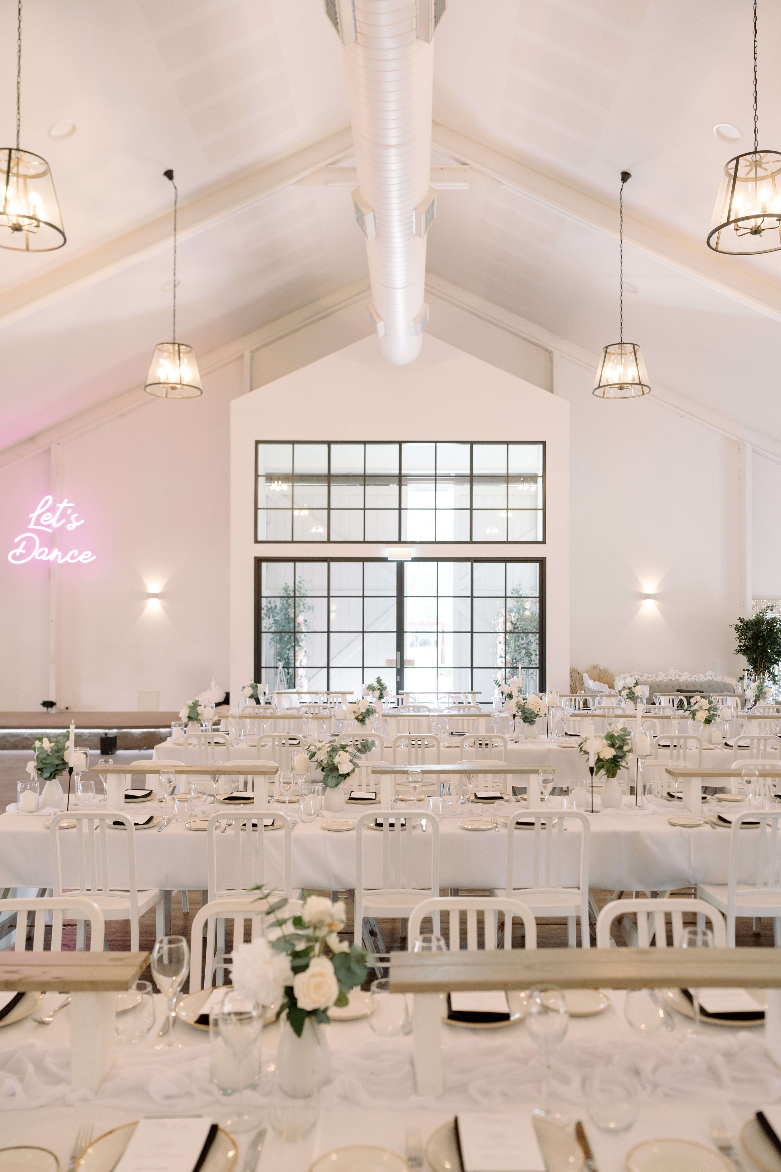 Wedding reception styled at White Barn Pokolbin