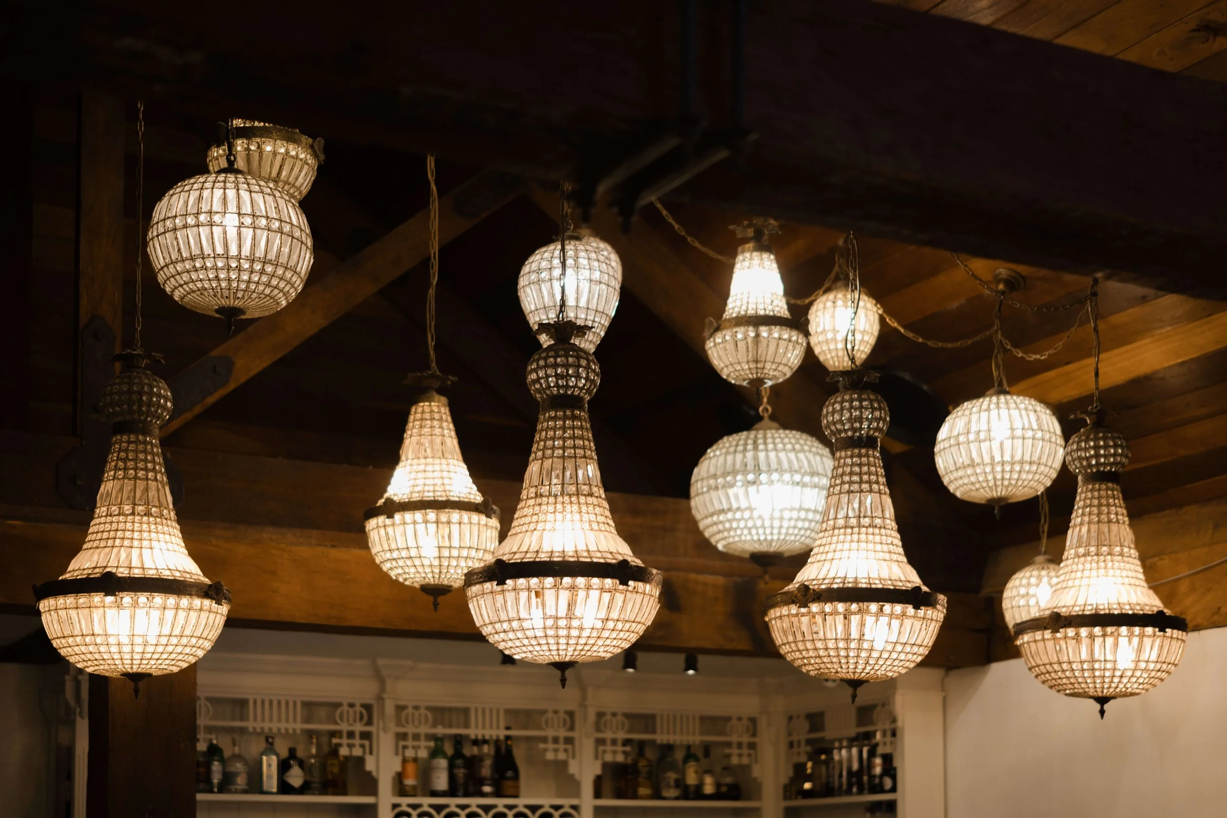 Beautiful lights in Circa 1876 wedding venue