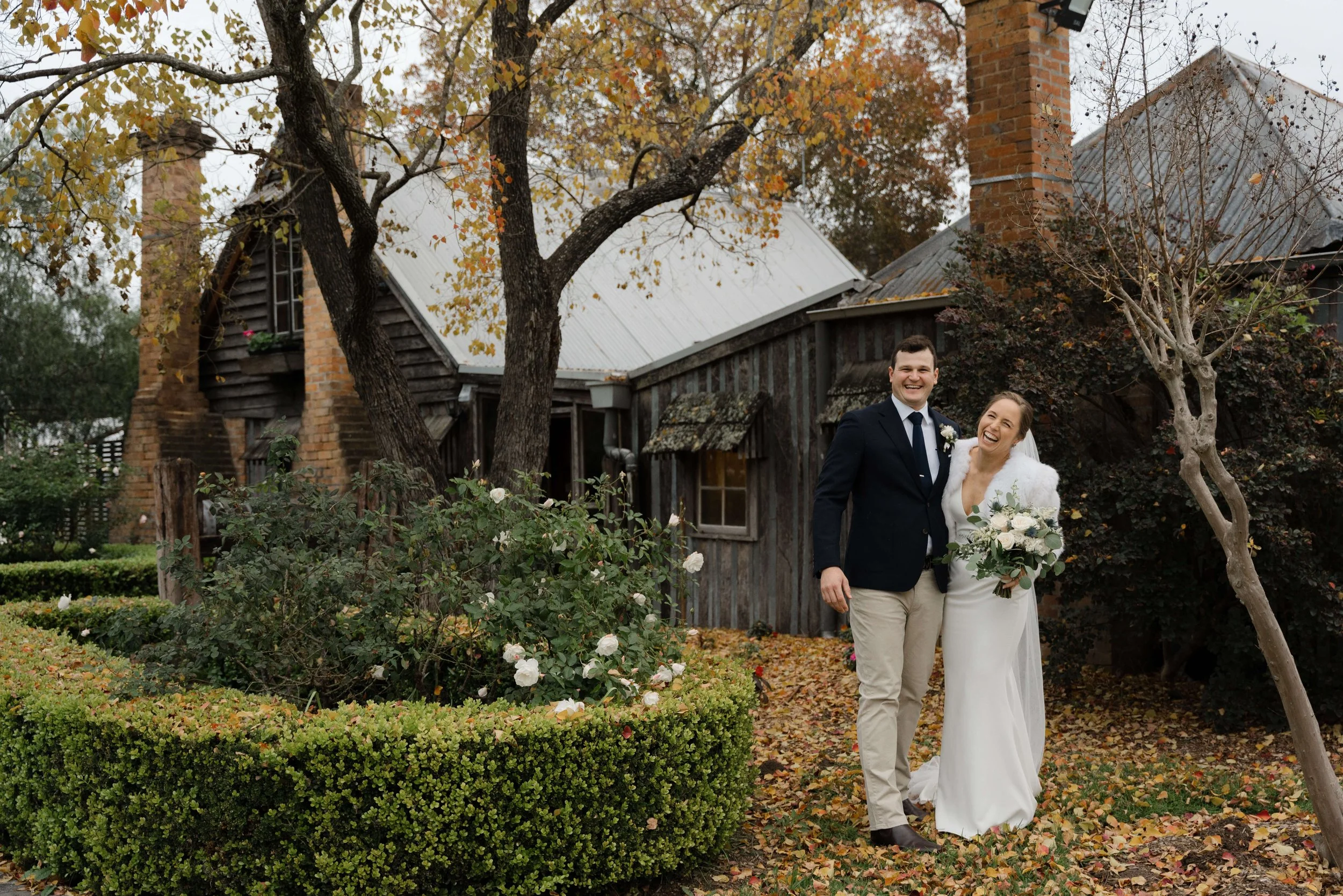 Bride and Groom out the front of Circa 1876 Hunter Valley