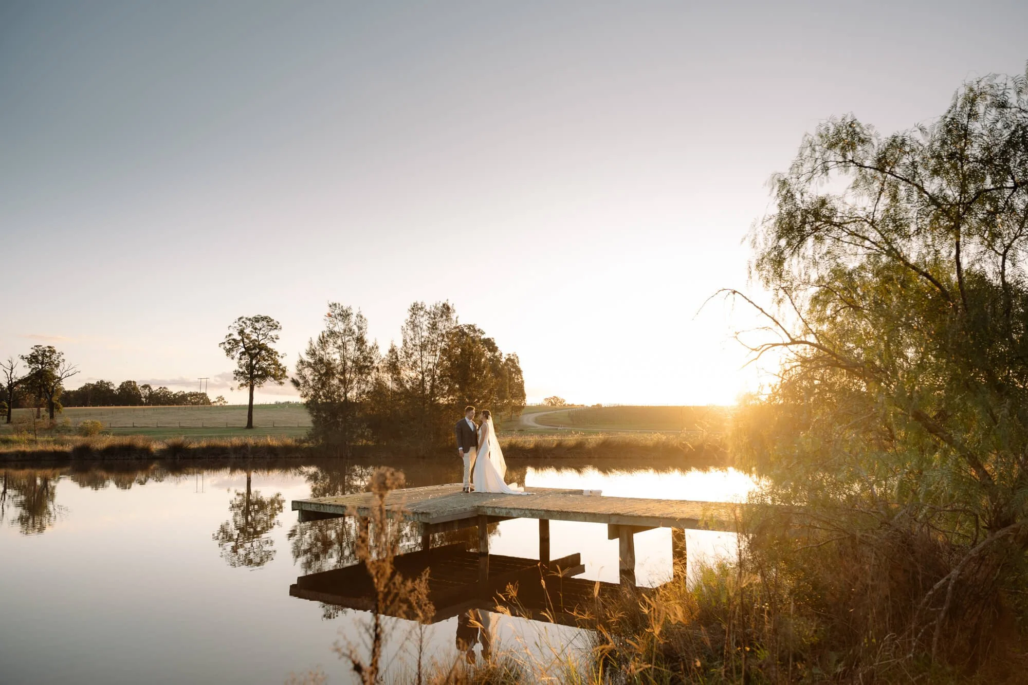 Warm evening light during a Squires Vineyard wedding