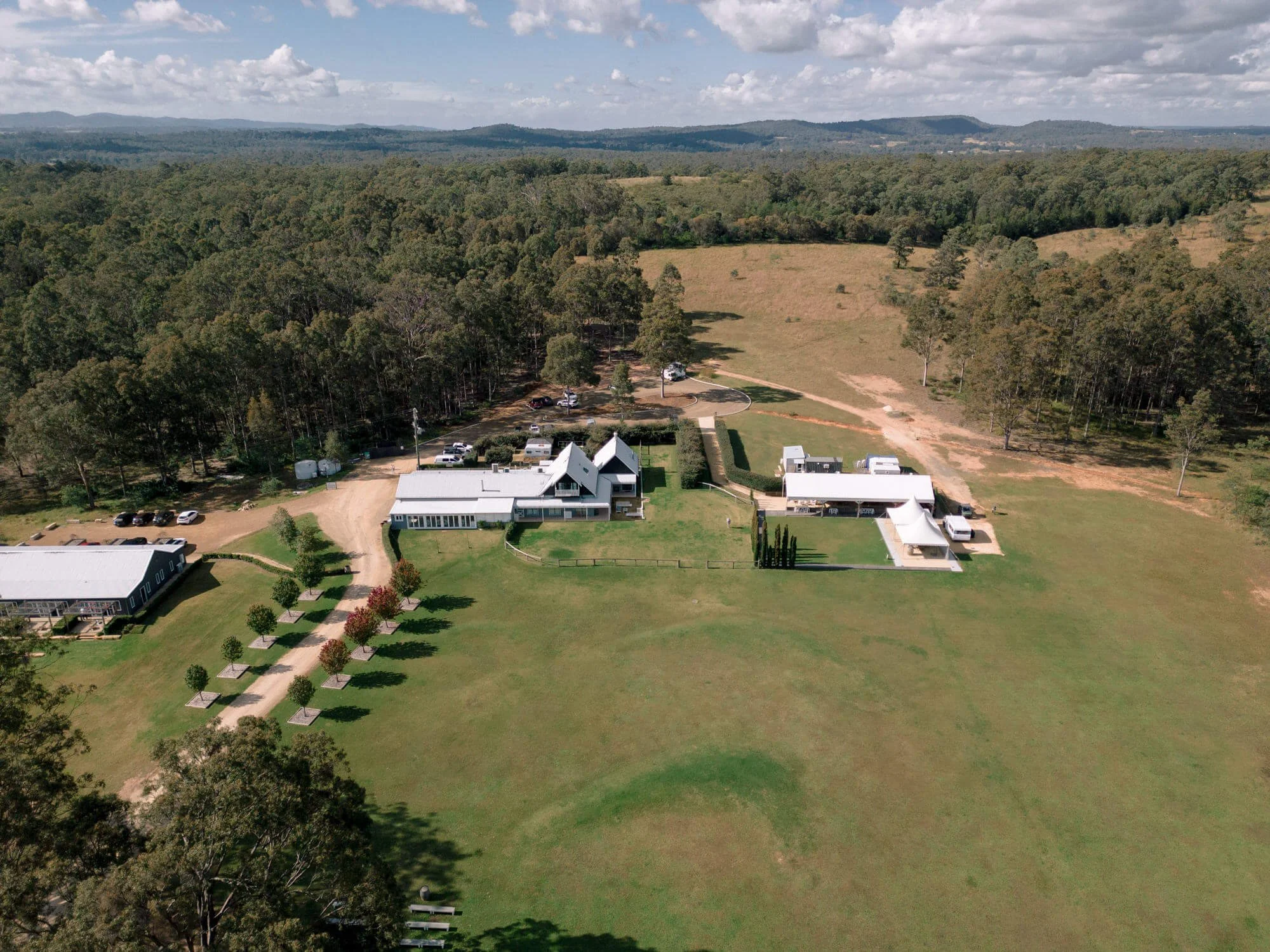 Elevated views toward the Broke mountain range from Squires Vineyard