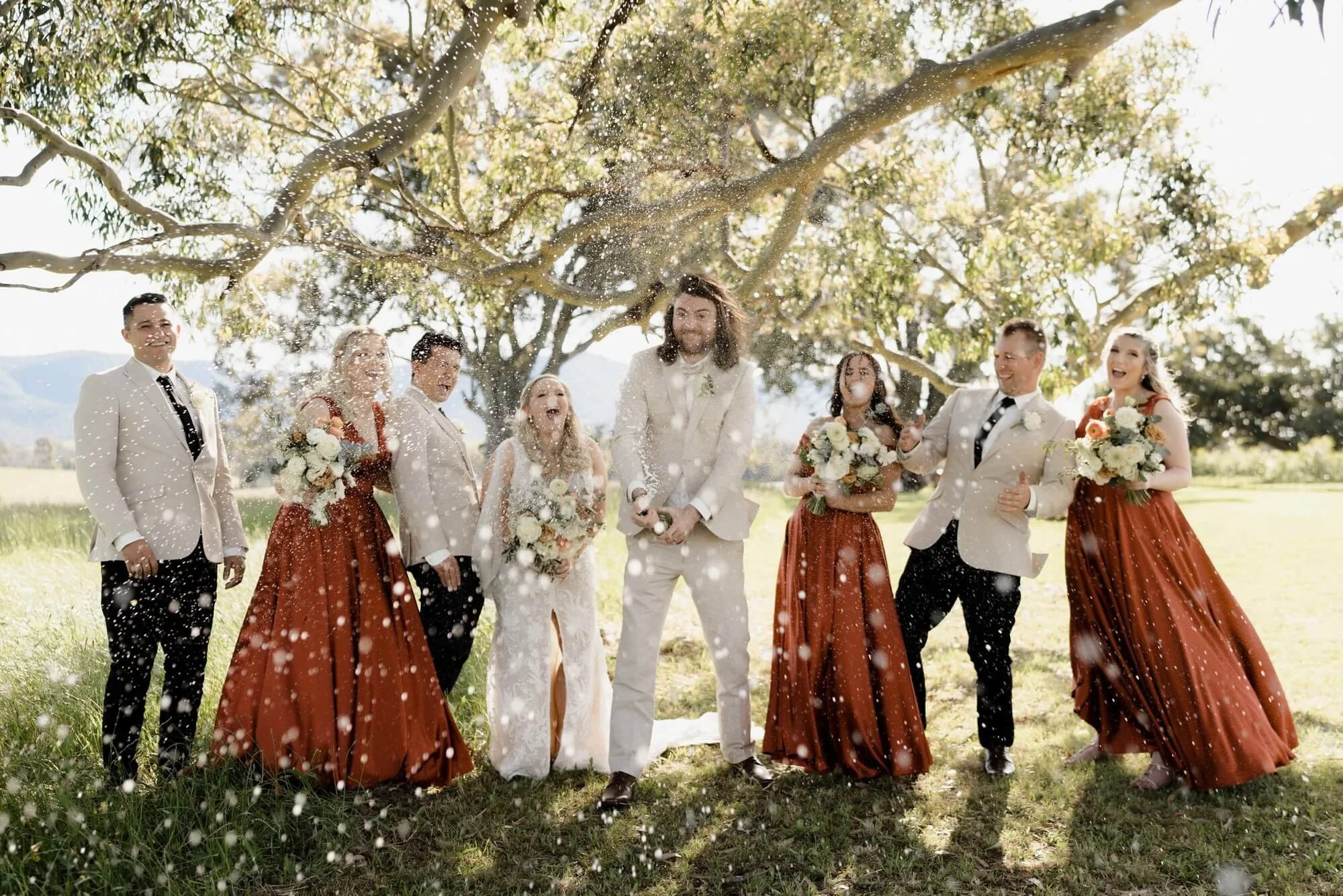 Bimbadgen Palmers Lane Hunter Valley wedding — Jacinta and Scott in the vineyard