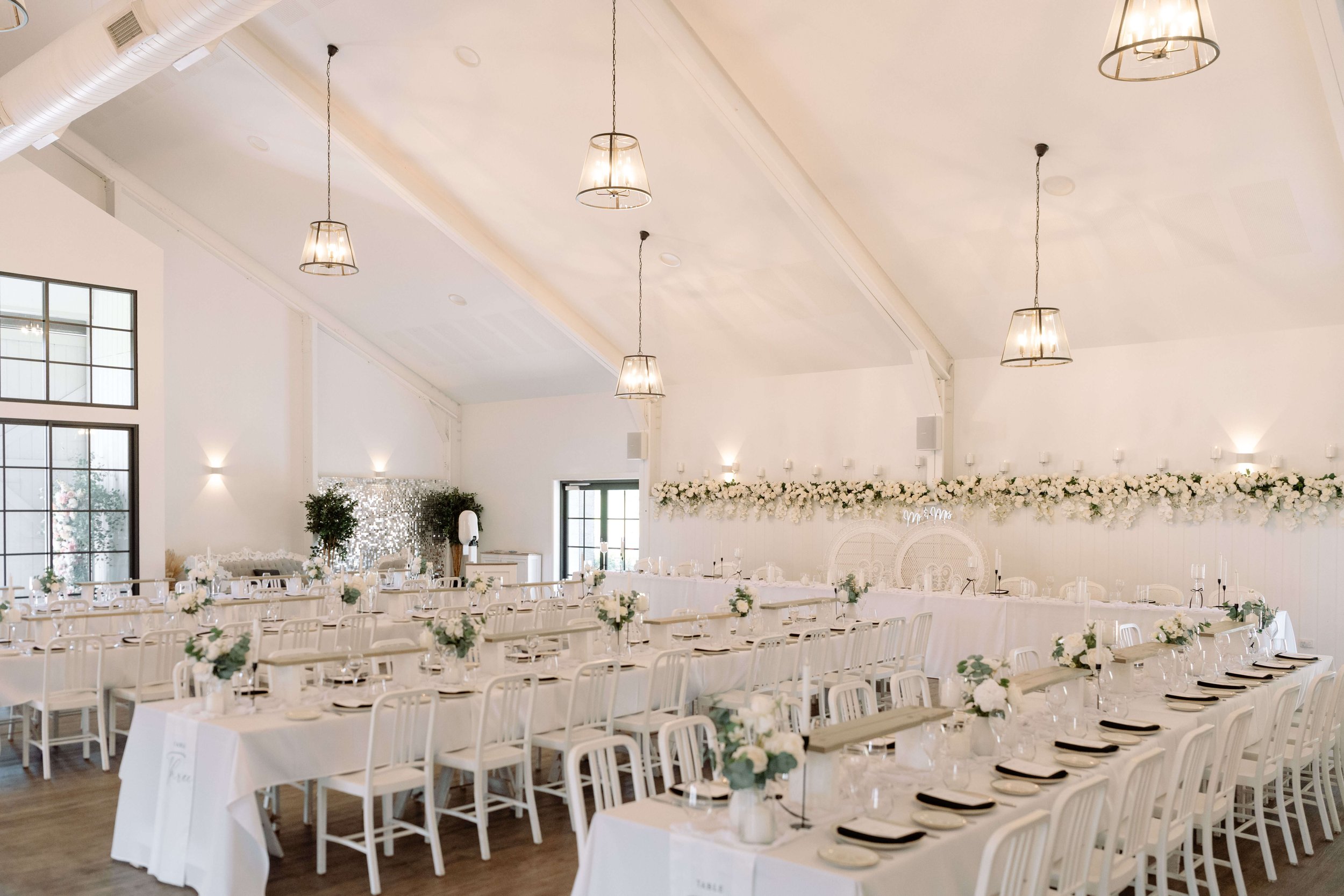 the reception space at hunter valley wedding venue White Barn Pokolbin