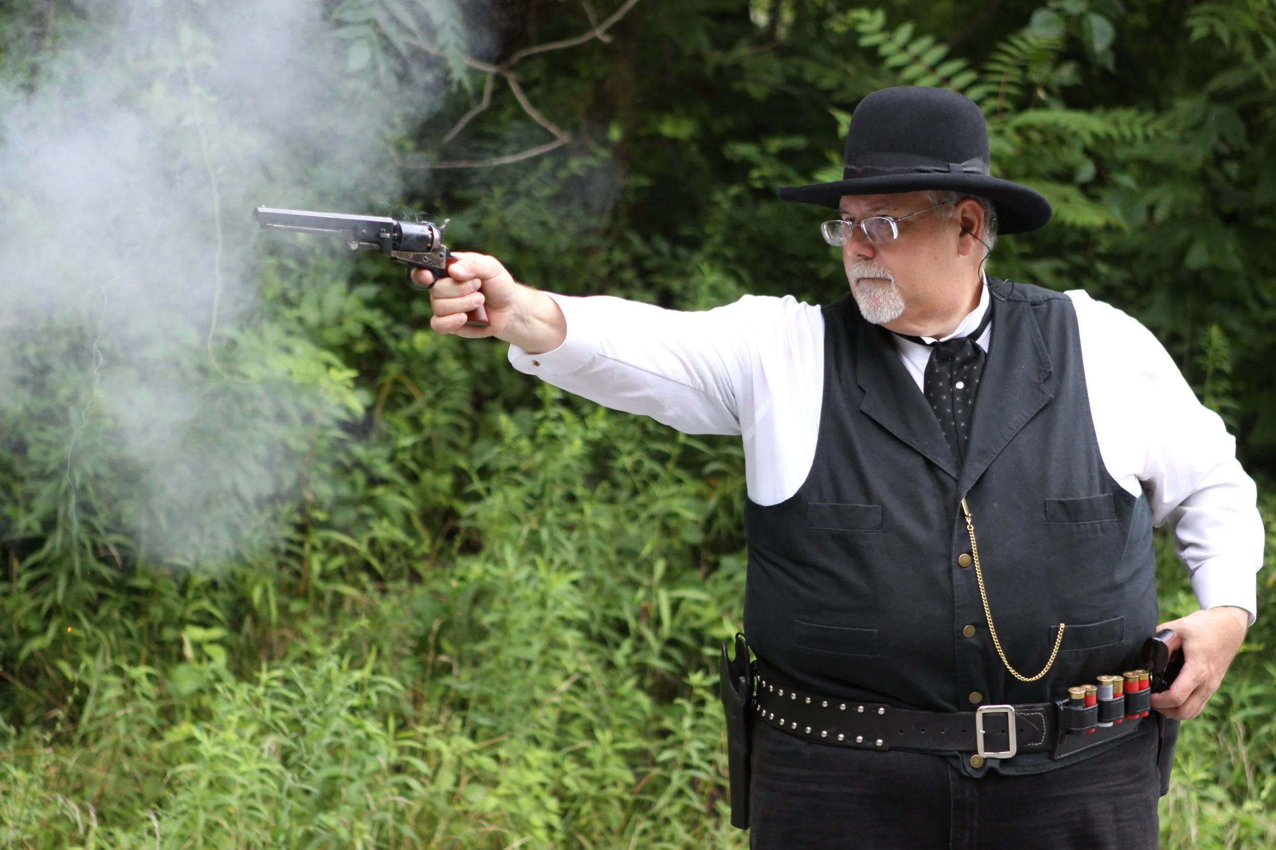 Mike shooting an 1851 Navy replica
