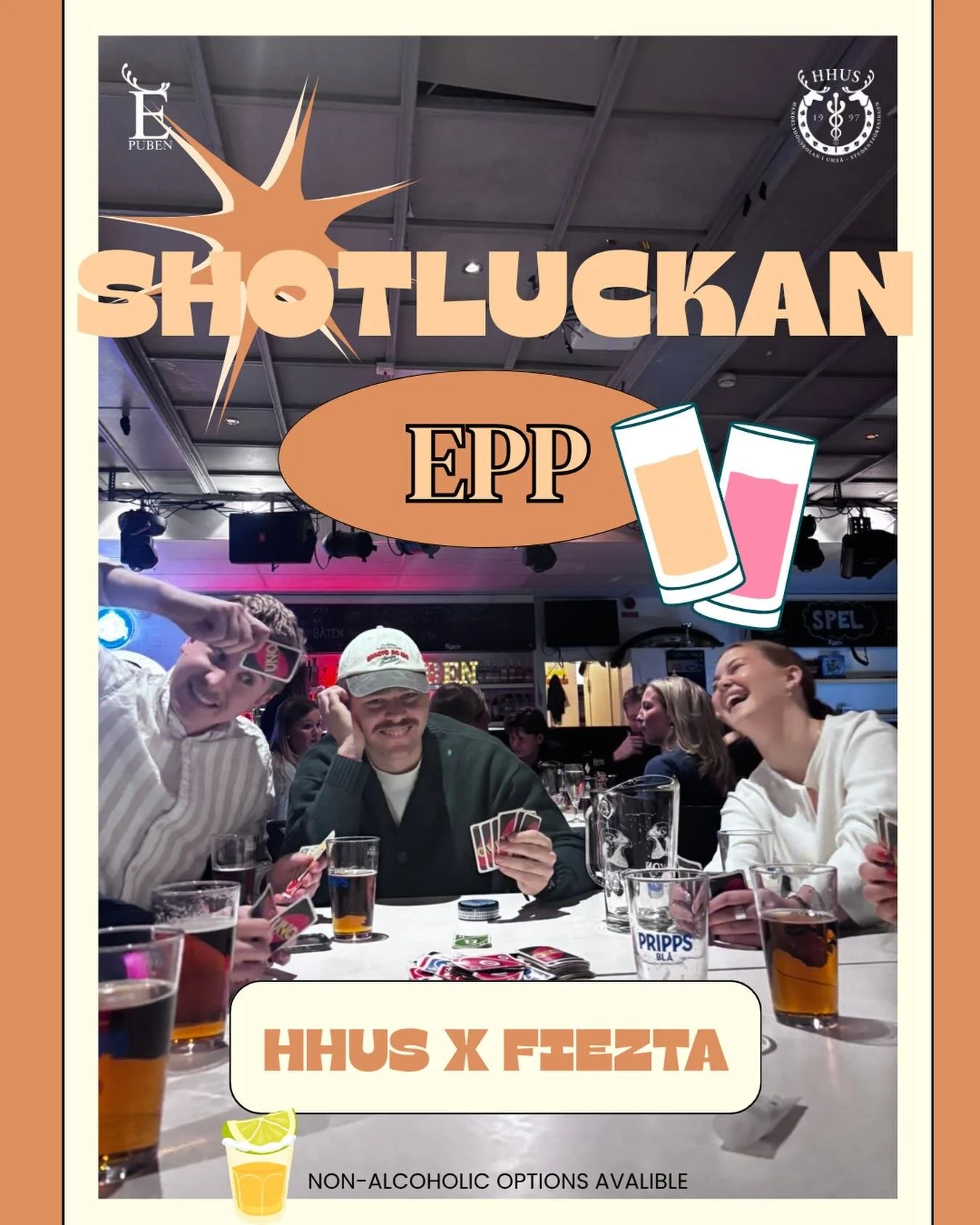 🎉 SHOTLUCKAN EPP 🎉

It&rsquo;s finally time for Shotluckan EPP!🔥And this time together with @fieztaumea 💛

An evening full of shots with spex 🍹✨

Non-alcoholic options is available!!

Bring your friends and come by for some unforgettable evening