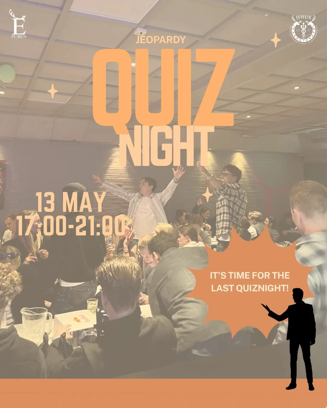 🧐QUIZ NIGHT &ndash; FINAL ROUND🧐

It&rsquo;s time for the LAST Quiz Night of the spring semester at E-puben!🥹🔥

Gather your team and get ready for one final evening of great atmosphere, tricky questions, and competitive chaos🧠💫

The quiz is Jeo