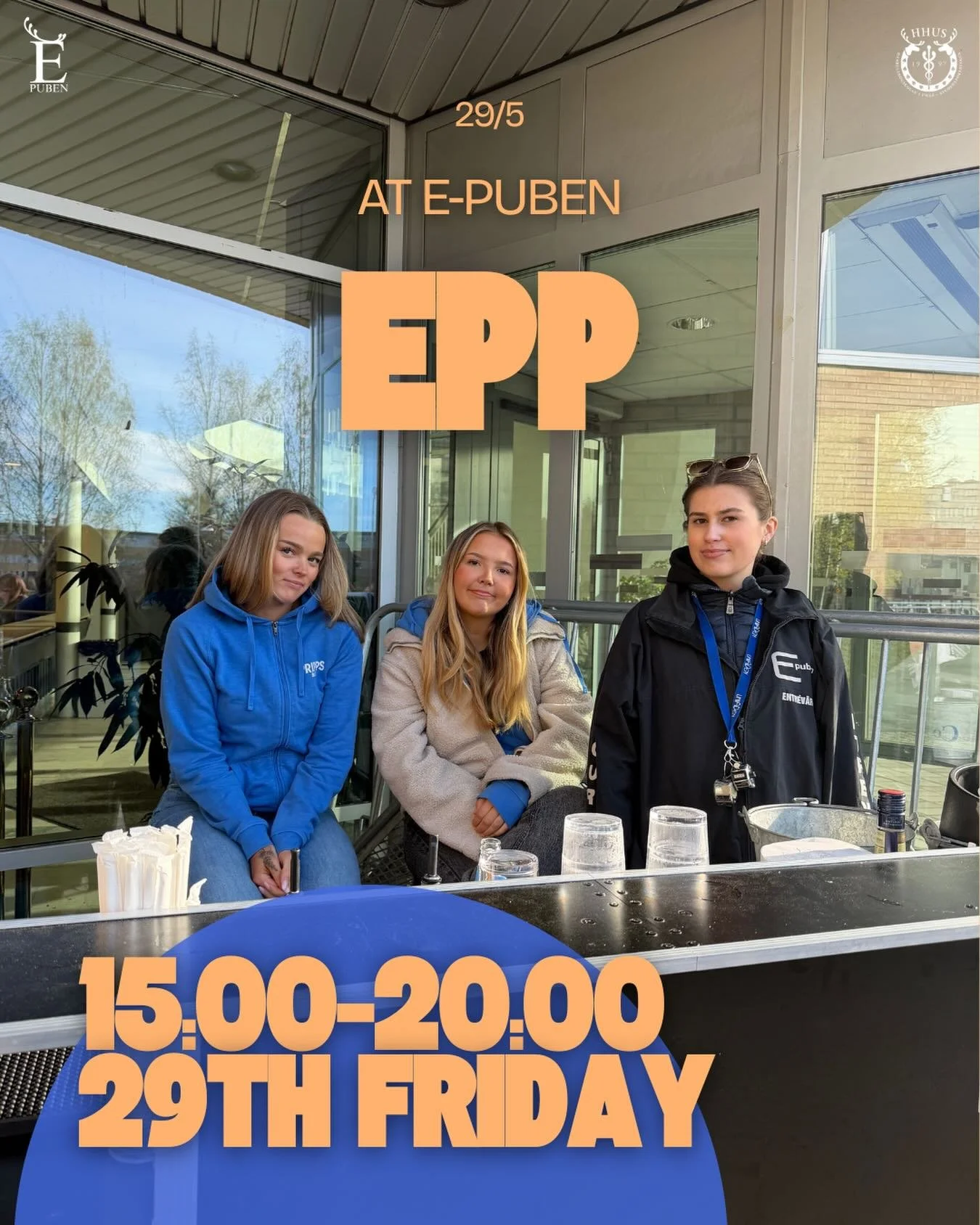 🤩EPP🤩

Fridays are made for E-puben🧡

End the week with good food, drinks and great company!
Come by after class and kickstart the weekend with us🙌

When? 29/5
Time? 15:00&ndash;20:00

❗Bring your ID and student union card❗

See you at E-puben!🥰