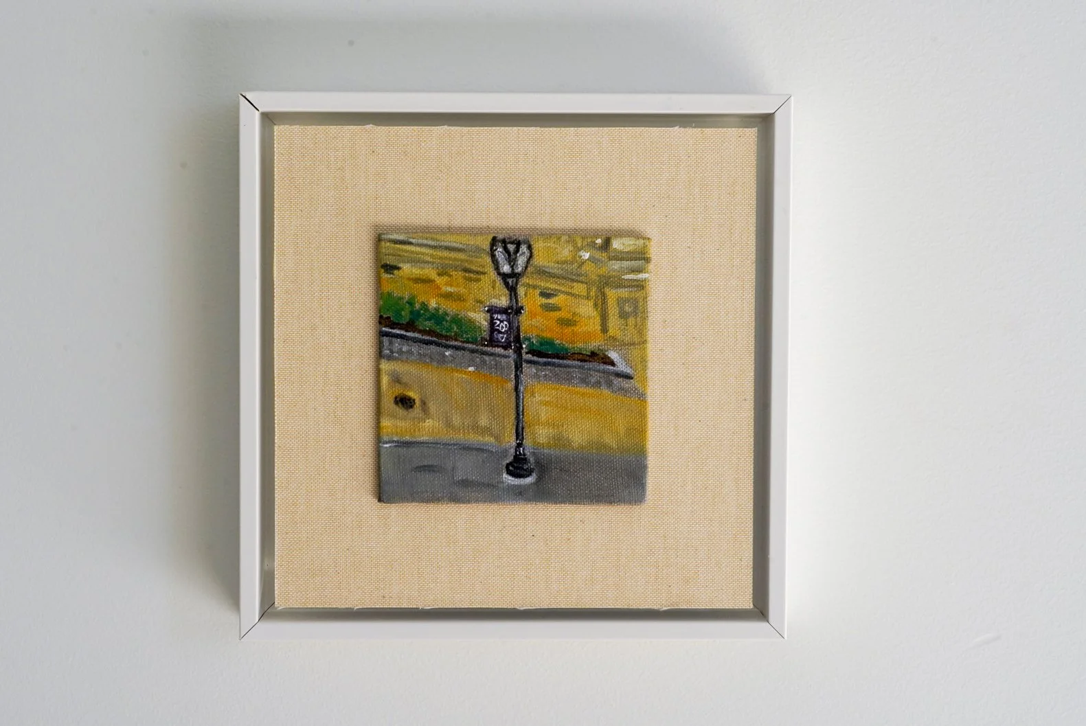 Spindle, Oil on linen panel, 10 x 10 cm, with the frame it is 20 x 20 cm